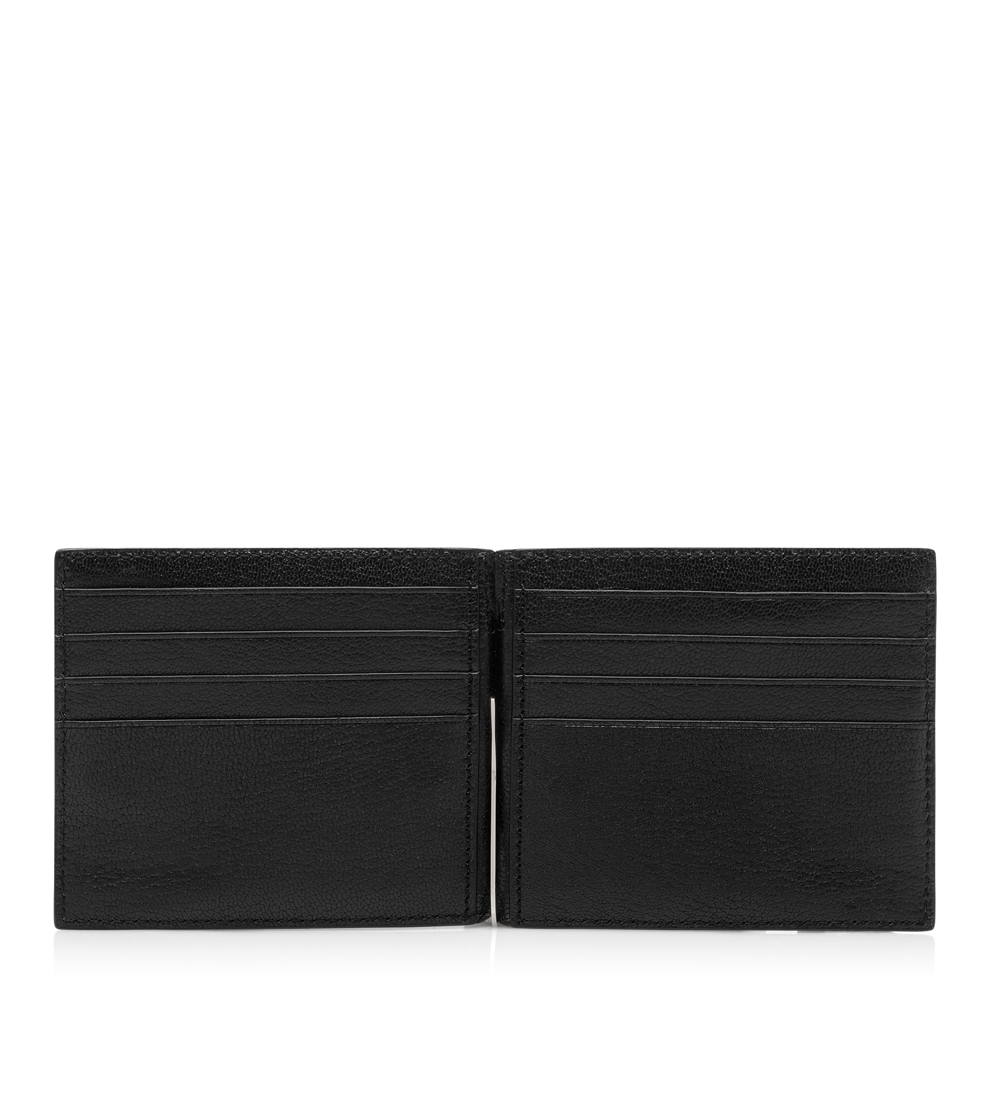 SUPPLE GRAIN LEATHER ELONGATED T LINE MONEY CLIP WALLET