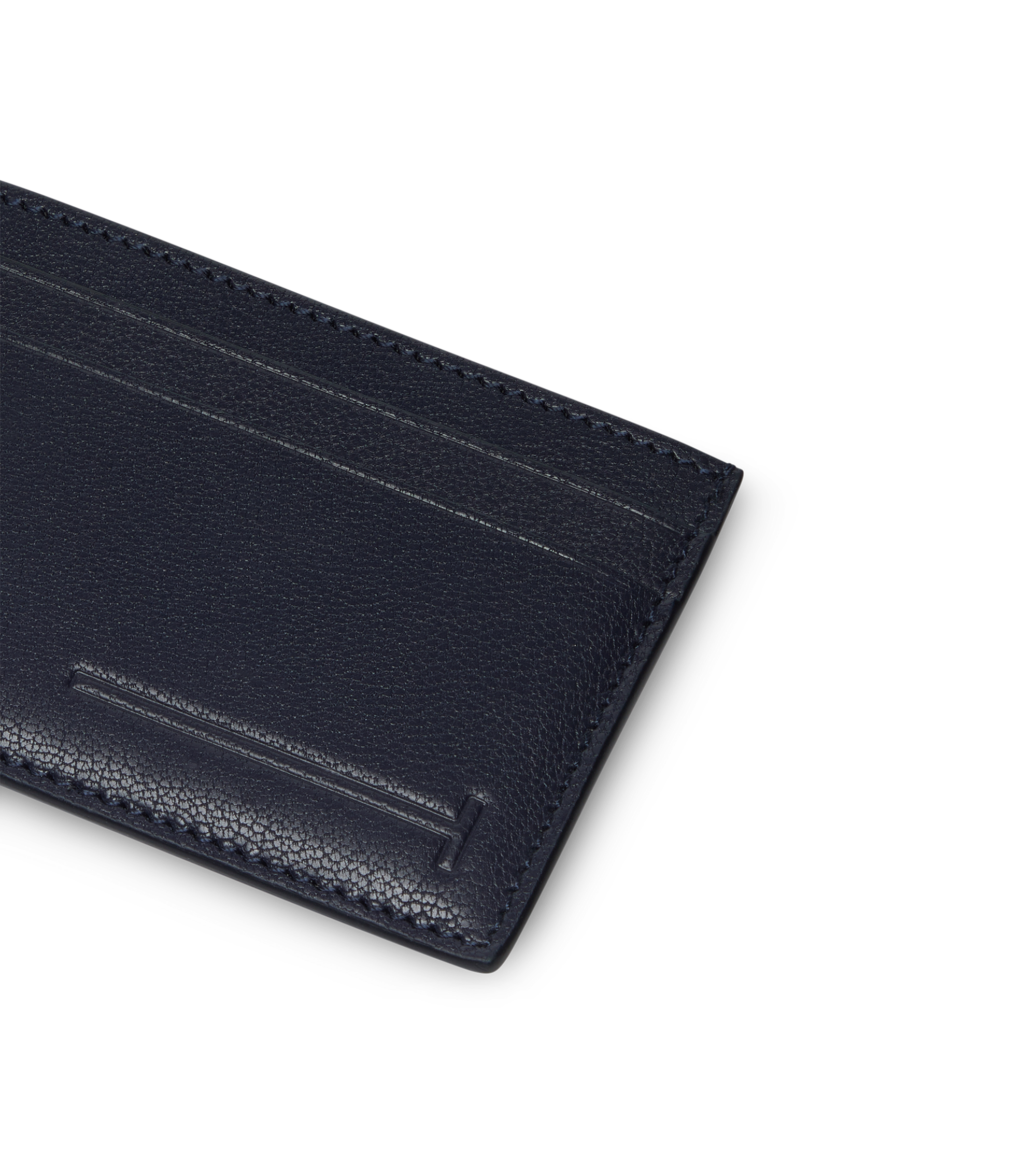 SUPPLE GRAIN LEATHER ELONGATED T LINE CLASSIC CARD HOLDER | TOM