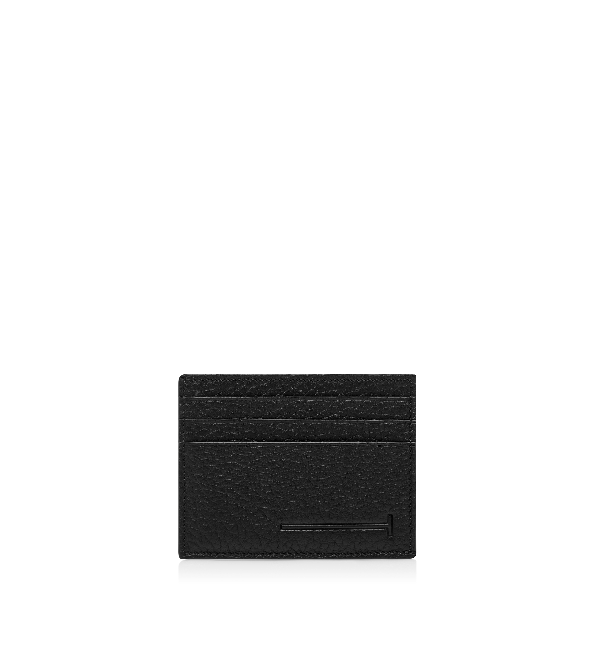 PRINTED DEER LEATHER ELONGATED T LINE CARD HOLDER WITH CENTRAL