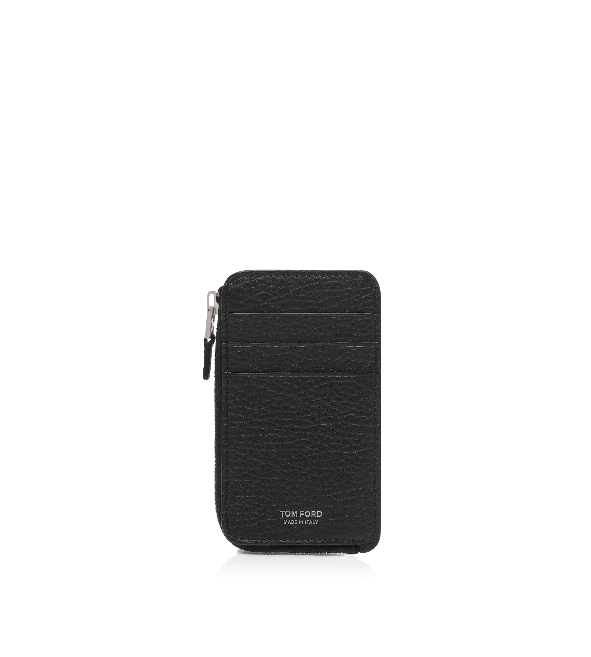 PRINTED DEER LEATHER ELONGATED T LINE ZIP WALLET WITH CARD SLOT
