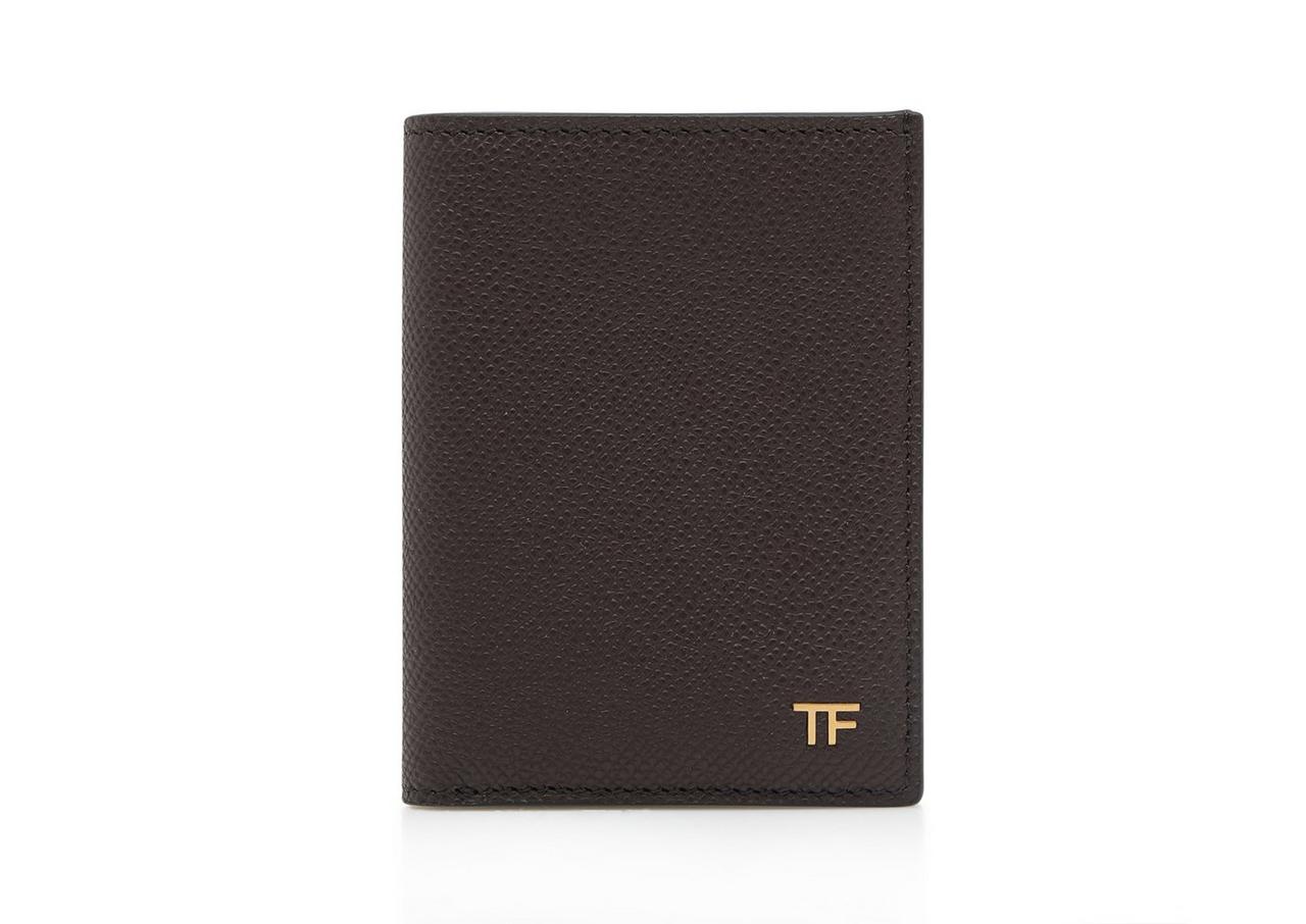 SMALL GRAIN LEATHER FOLDING CARDHOLDER image number 0