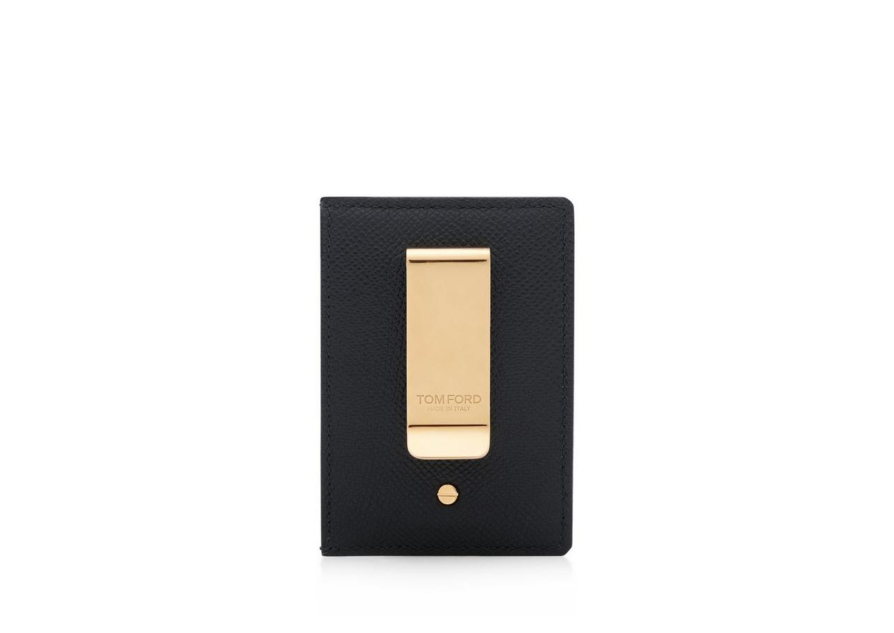 SMALL GRAIN LEATHER MONEY CLIP CARDHOLDER