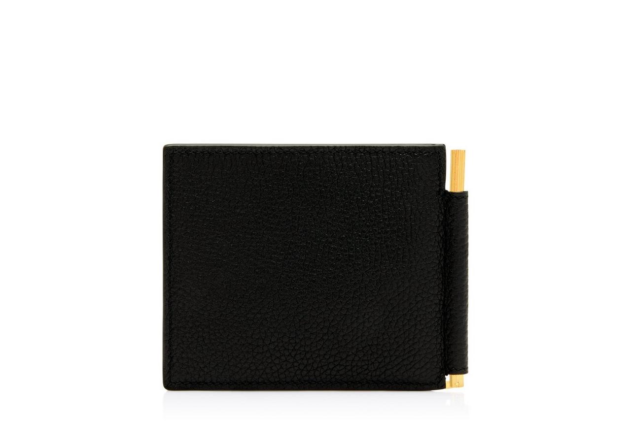 Money Clip Wallet In Black Pebble Grain