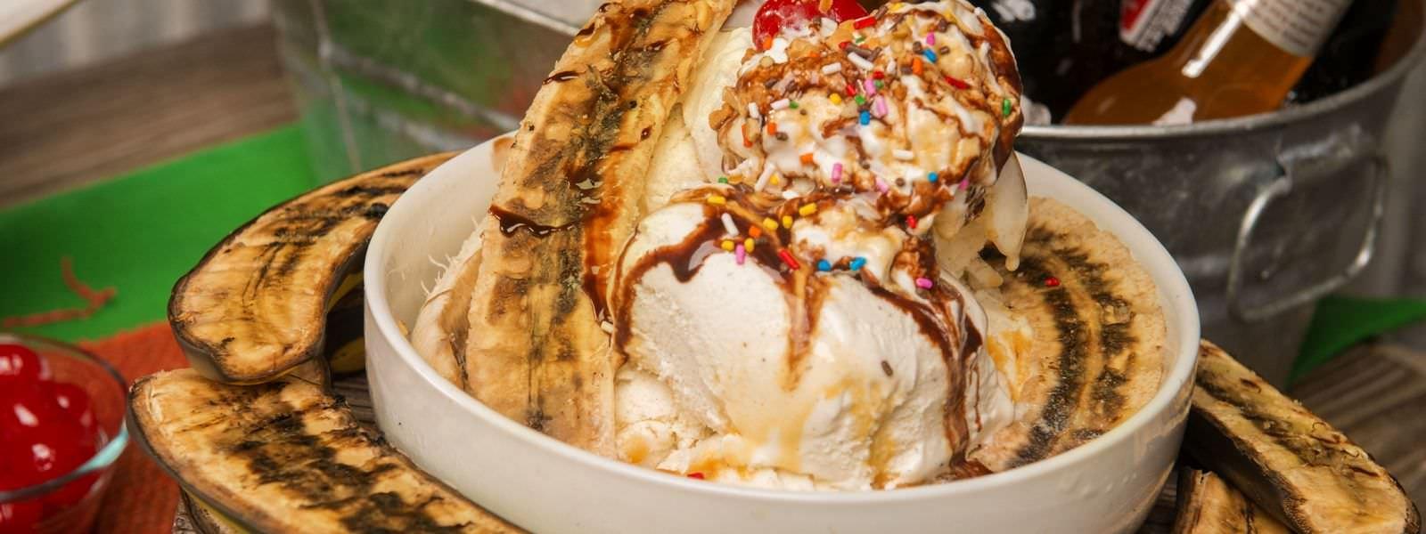 Grilled Banana Split & Vanilla Bourbon Ice Cream - Traeger