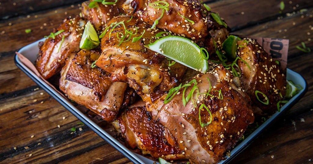 Grilled Sticky Ginger Chicken Thighs Recipe | Traeger Grills