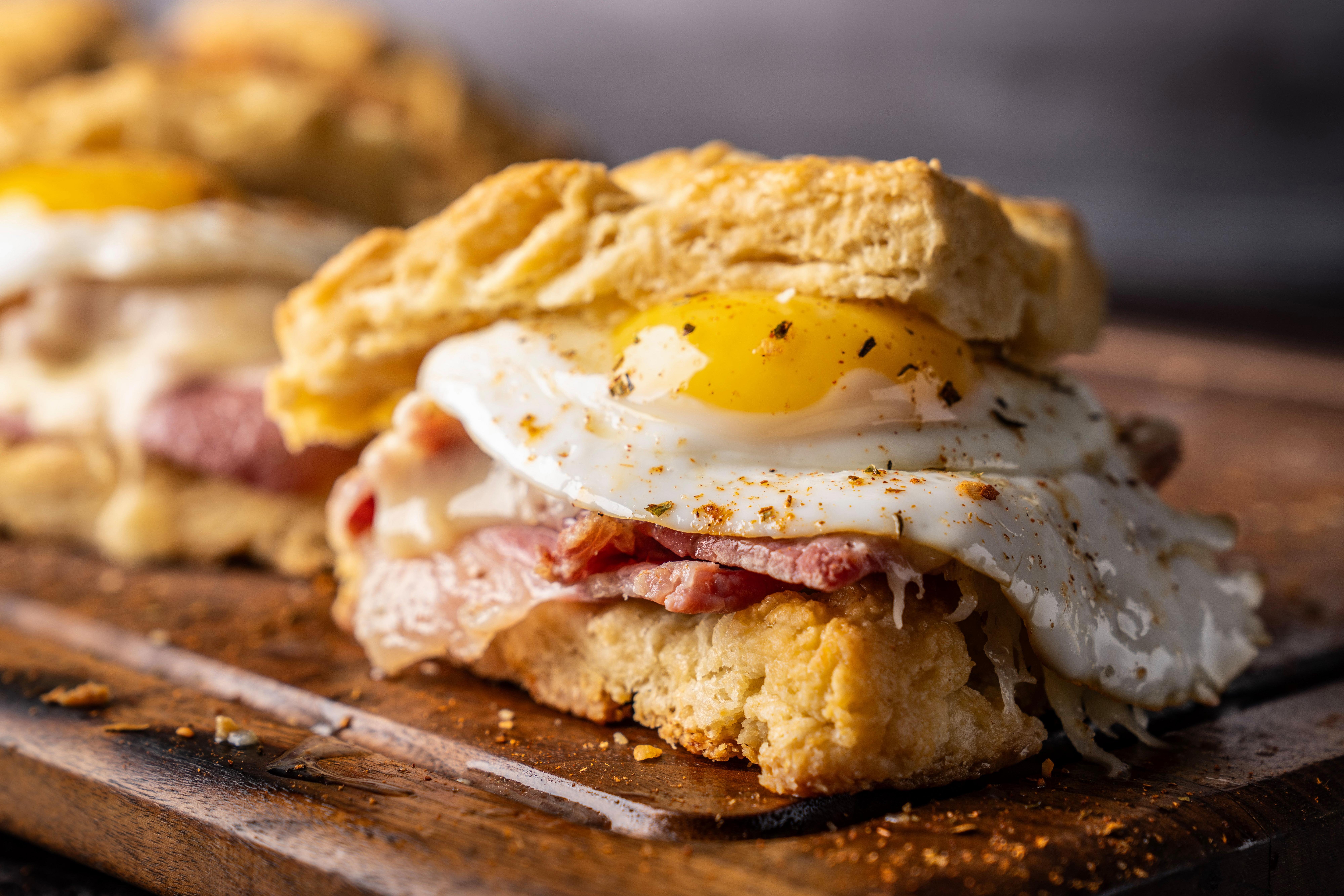 Grilled Country Ham Biscuit Sandwich Recipe | Traeger Grills