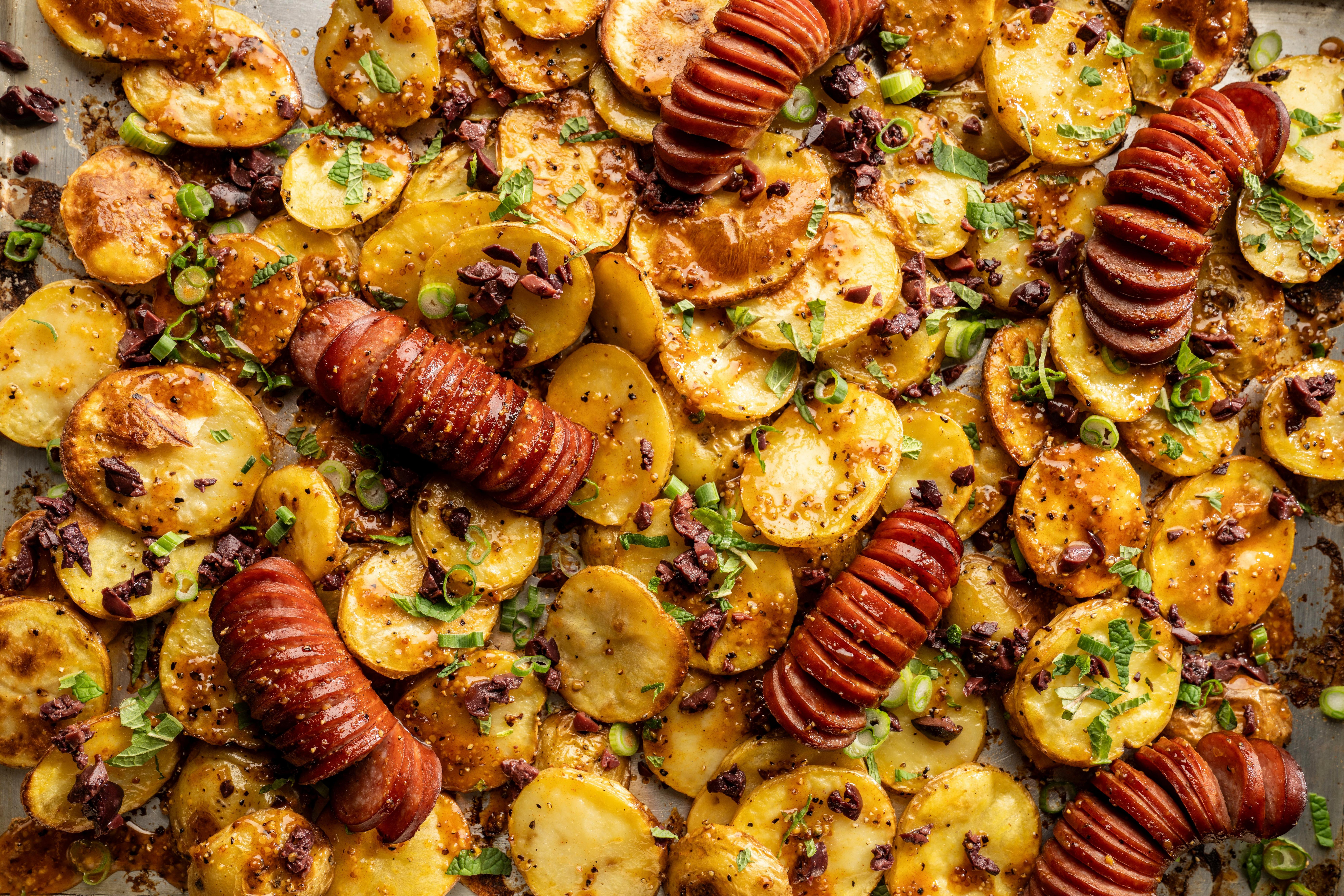 Sheet Pan Hasselback Kielbasa - Traeger Grills