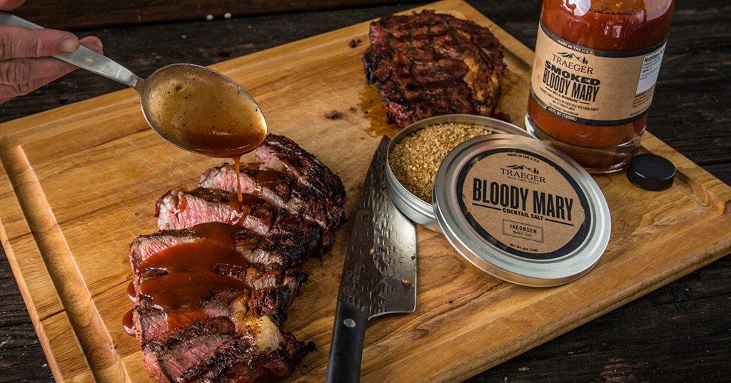 Rib-Eye Steaks with Bloody Mary BBQ Sauce Recipe - Traeger