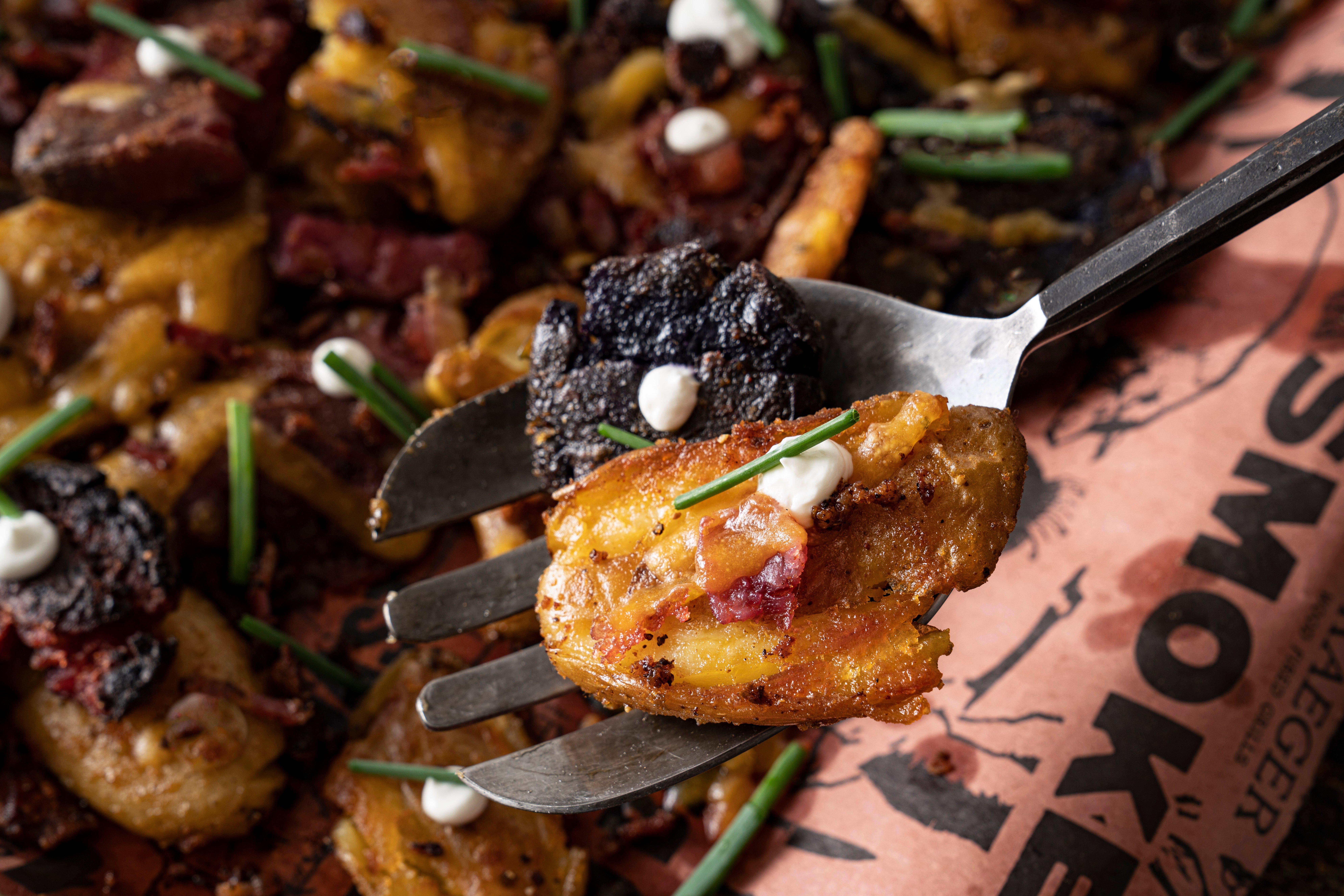 Smashed-Bacon-Cheddar-Baby Potatoes