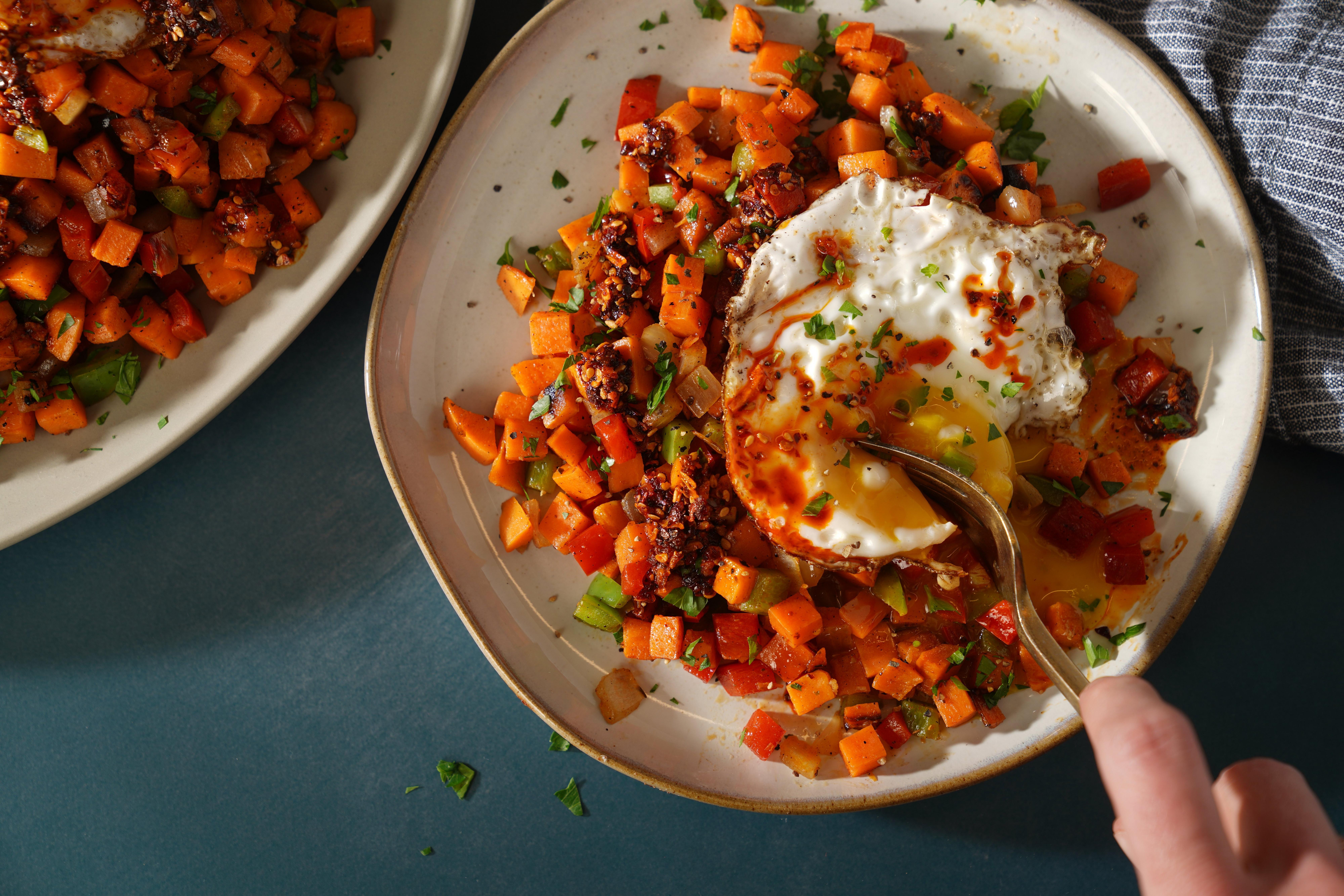 Sweet Potato Hash with Eggs - Traeger Grills