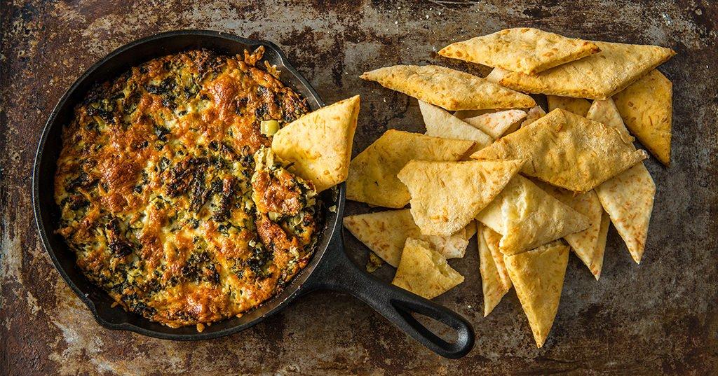 Baked Artichoke Dip with Homemade Flatbread Recipe - Traeger