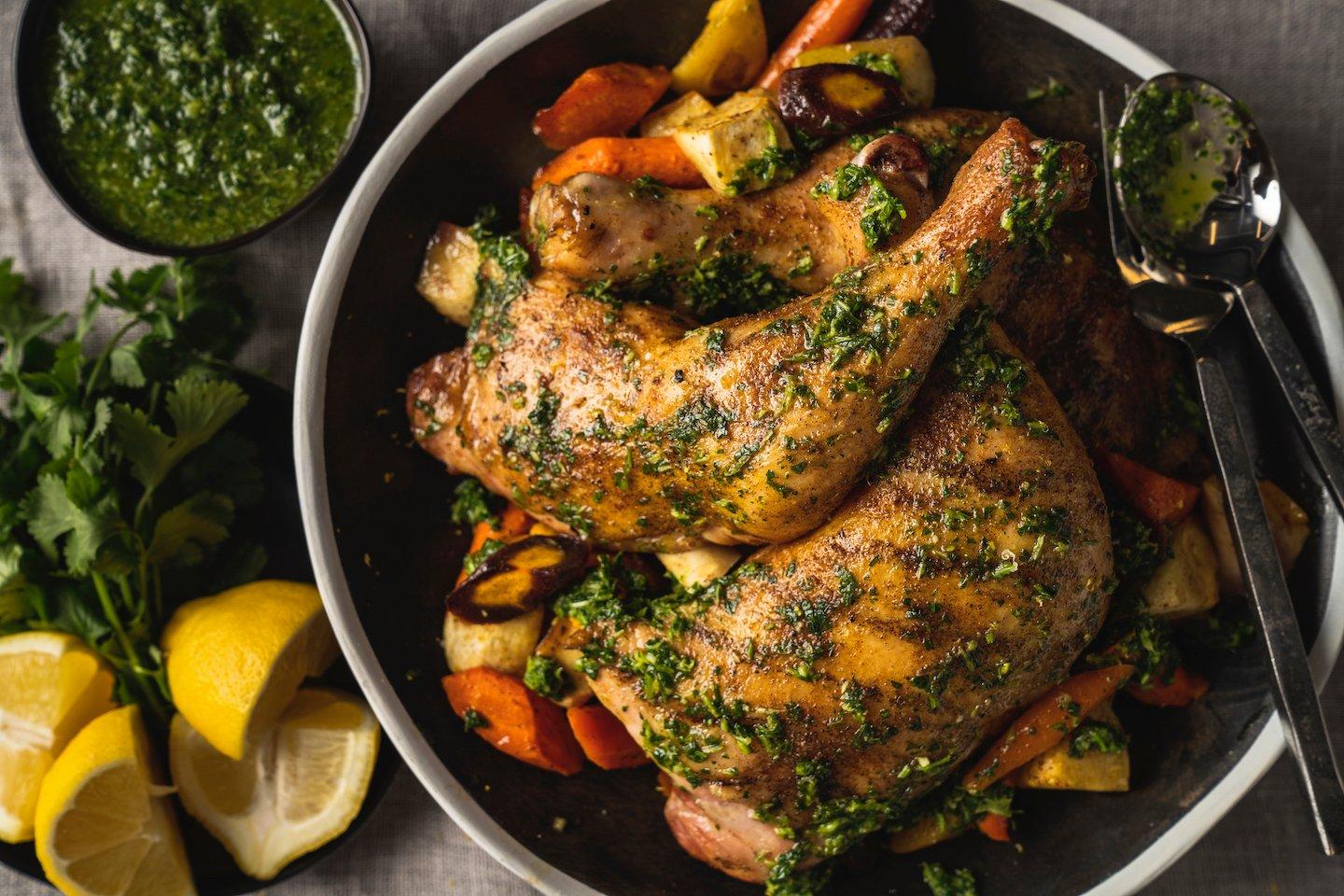 Moroccan Roasted Chicken With Root Vegetables - Traeger