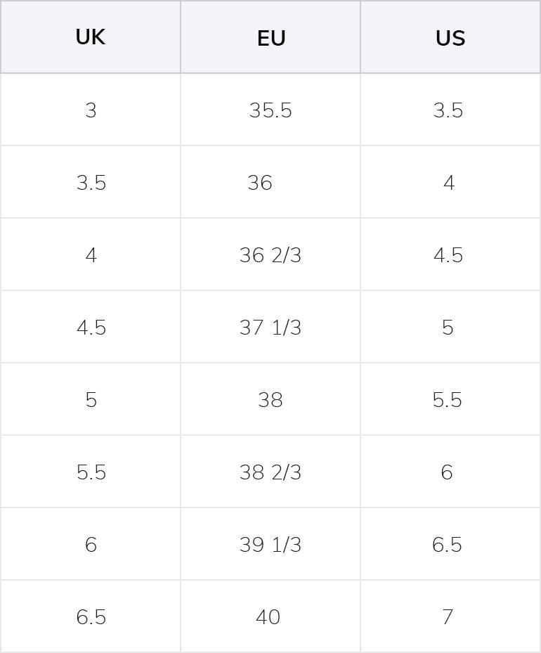 Superstars size clearance chart