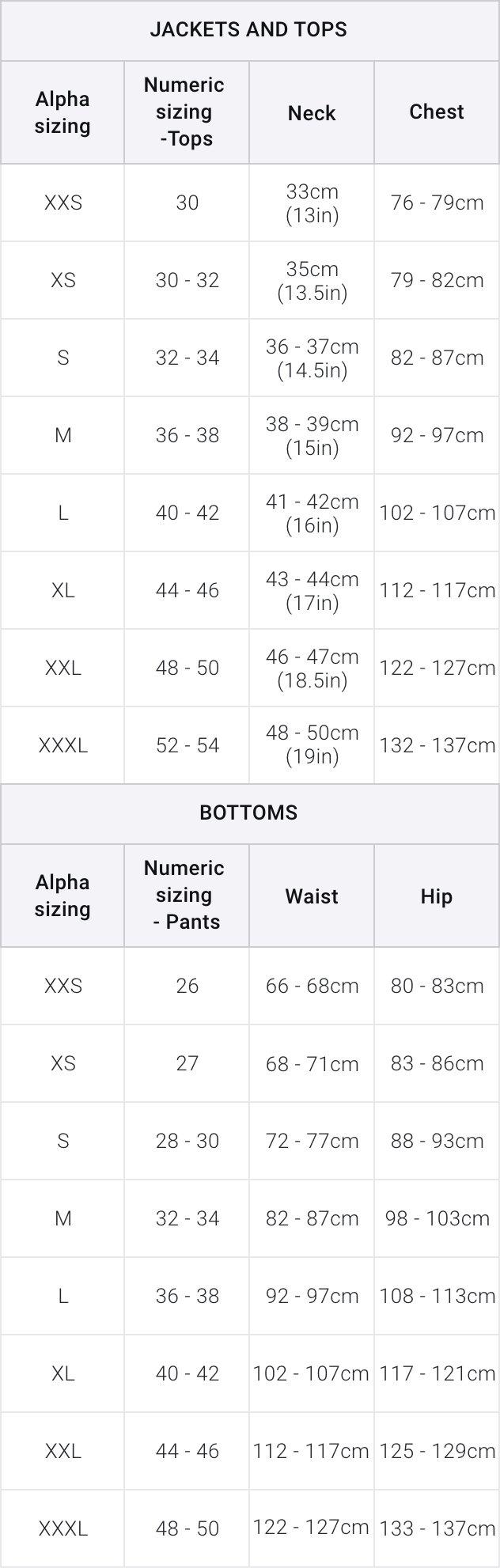 Mens pants hot sale sizes