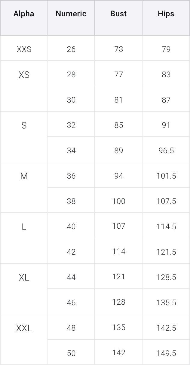 Tommy Hilfiger men's and women's size chart