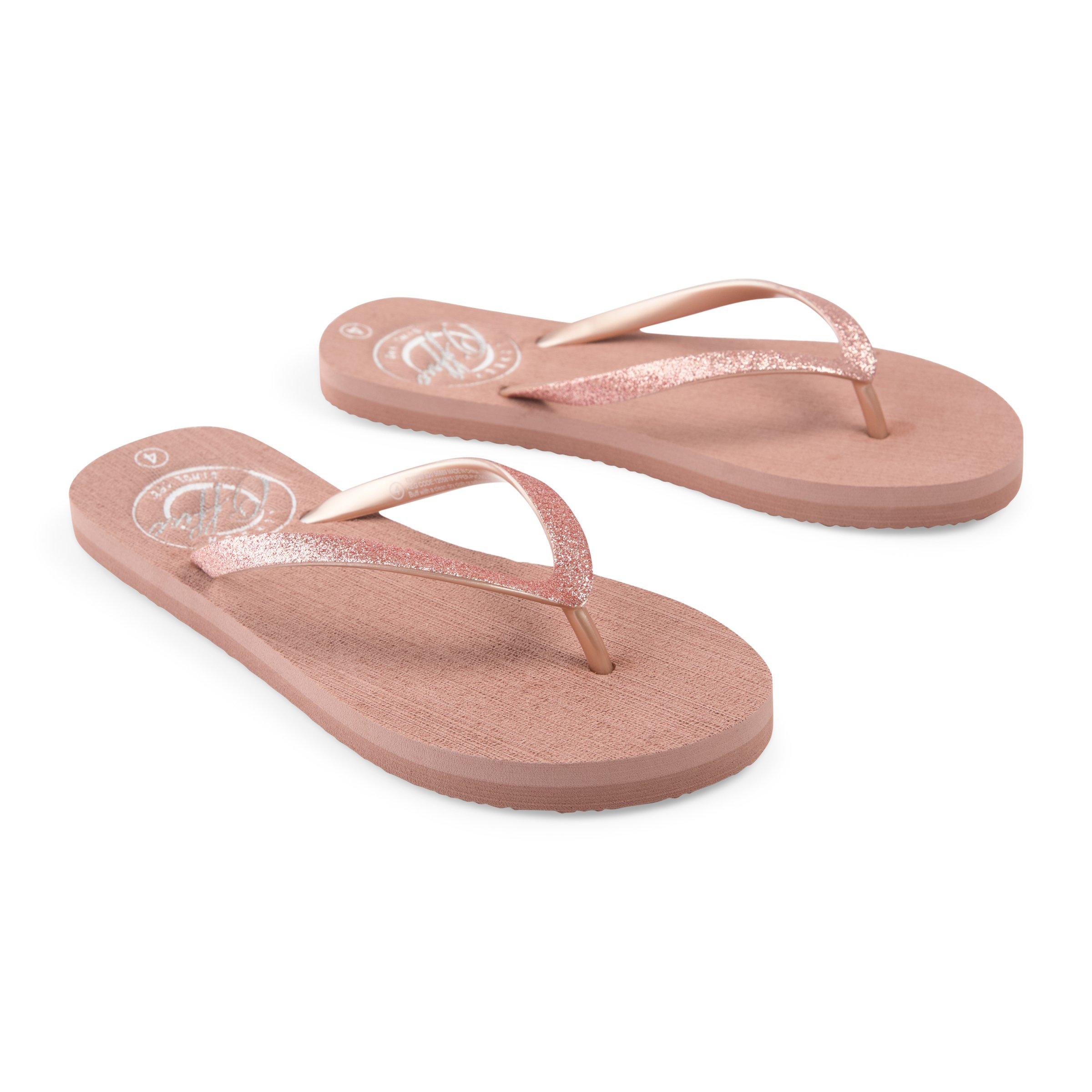 Rose gold flip flops hotsell