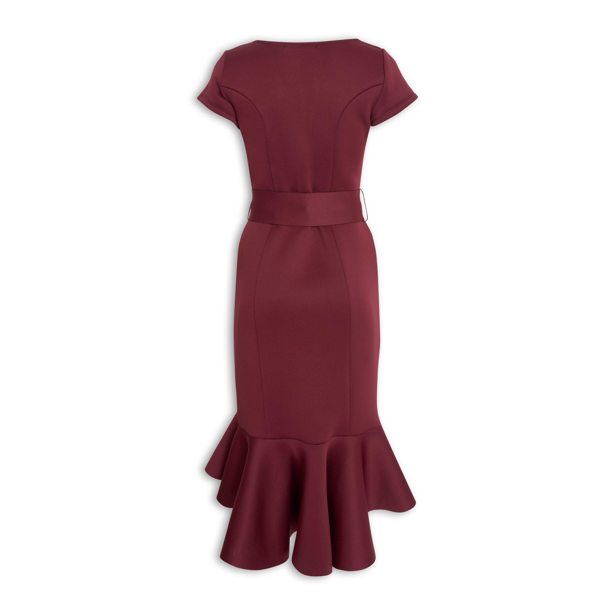 Burgundy scuba dress hotsell