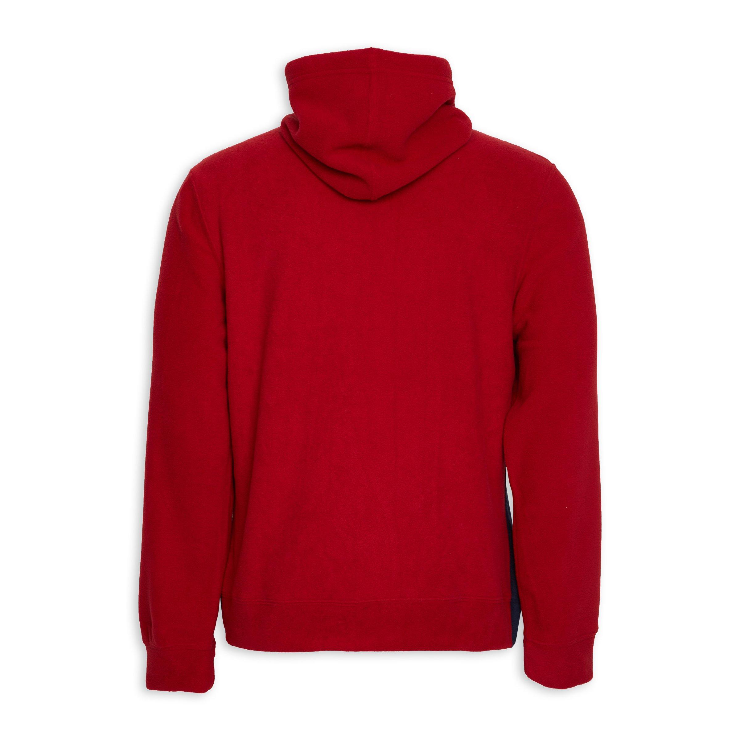 Red fleece hoodie top