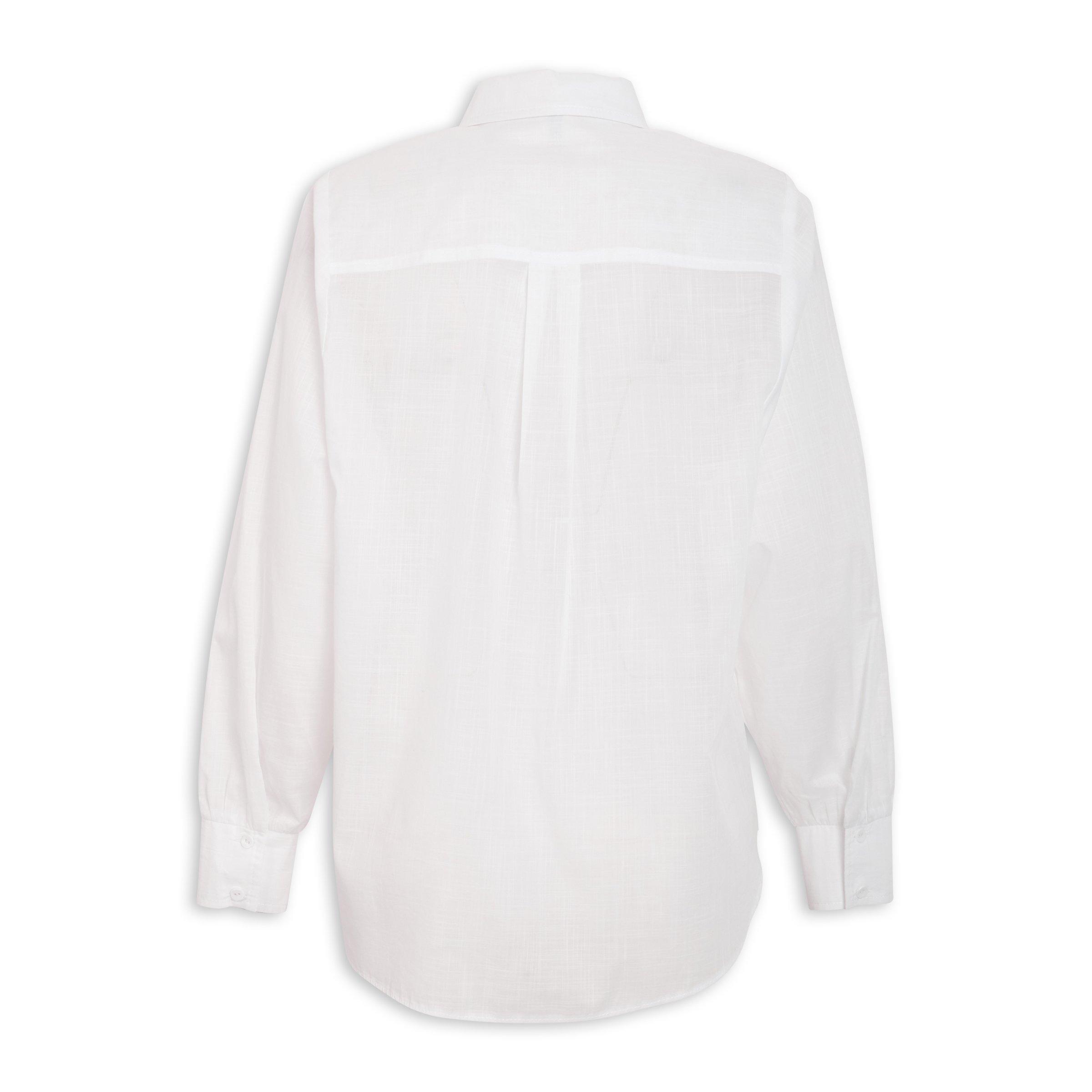 Za White Oversized Button Up Blouse Long Sleeve Summer Top For