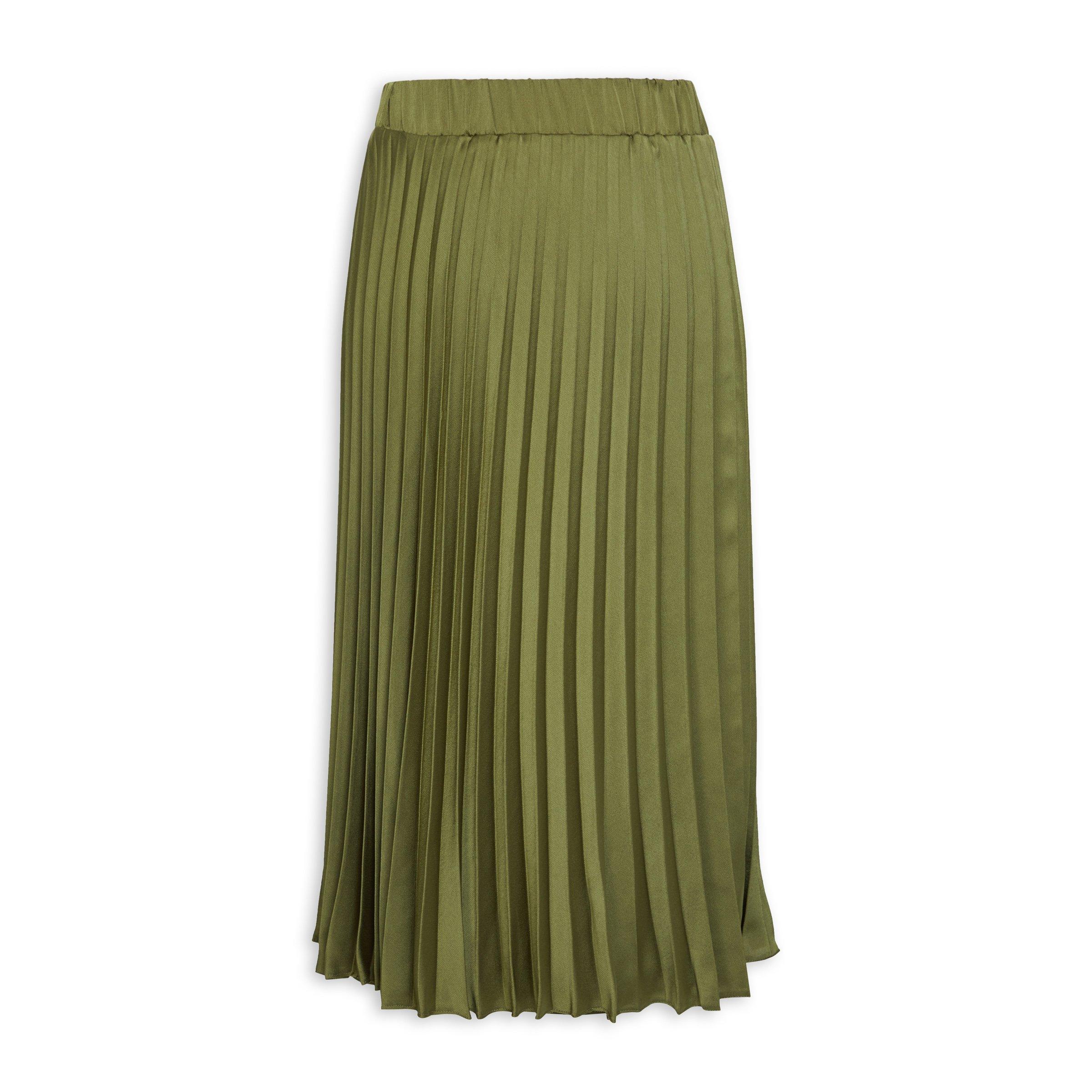 New look khaki green pleated outlet skirt