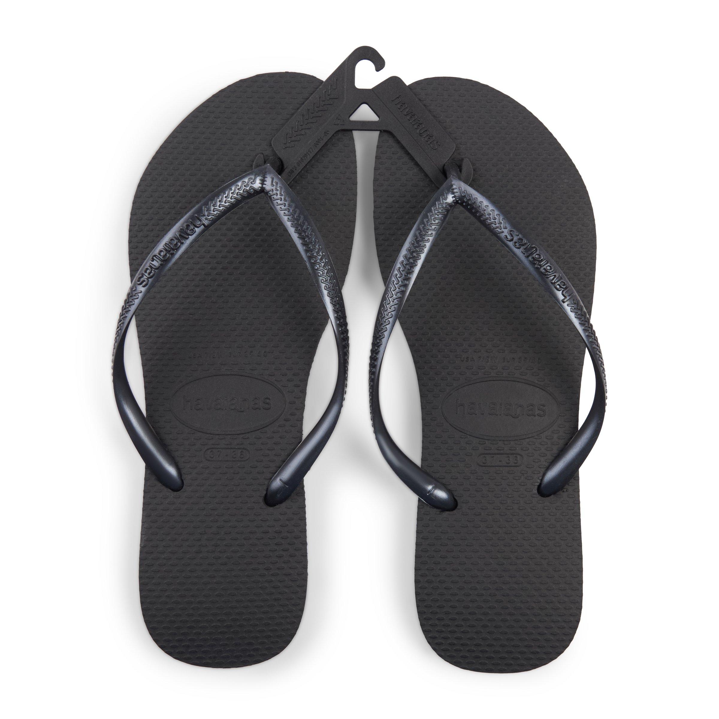 Thin black hot sale flip flops