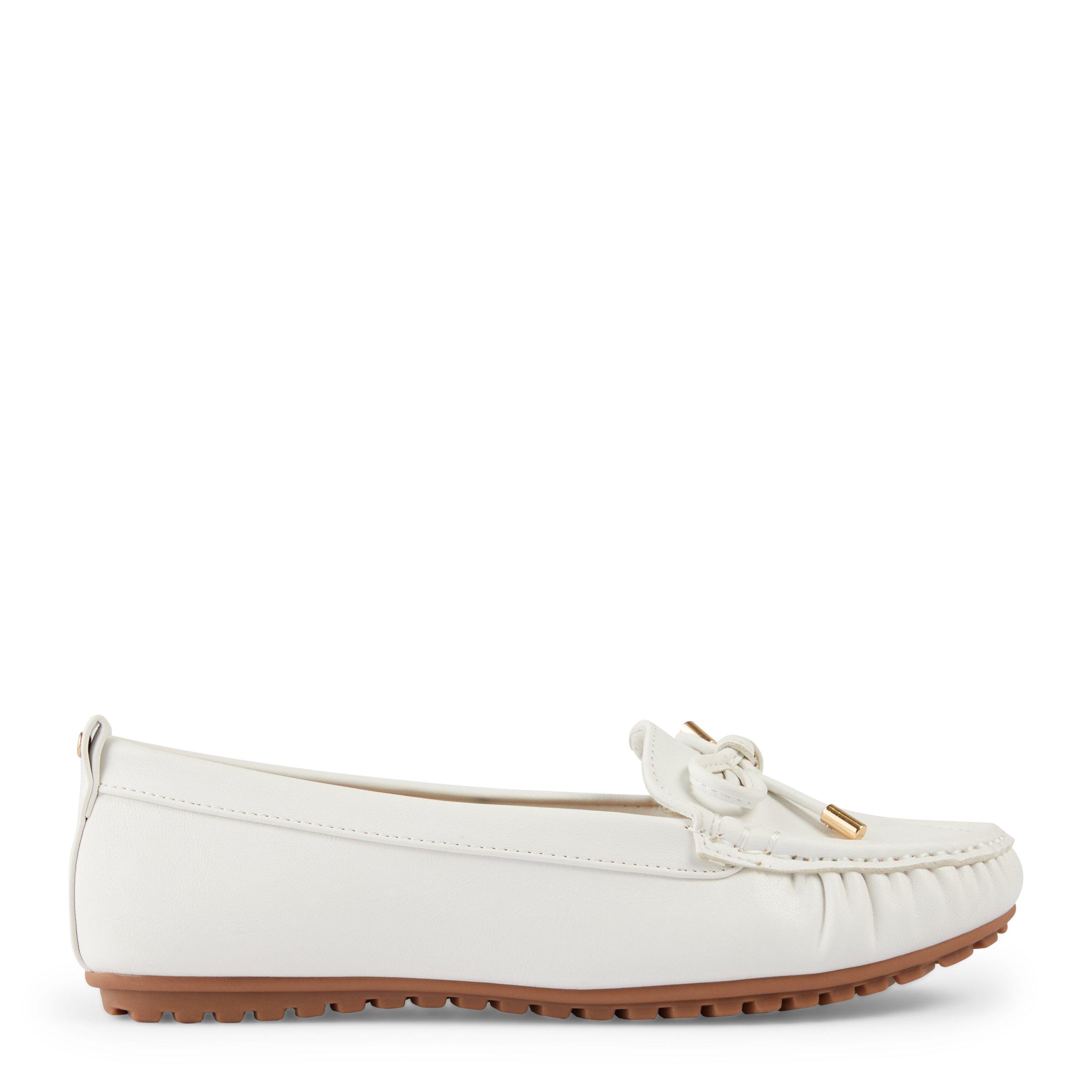 Women's white leather on sale loafers