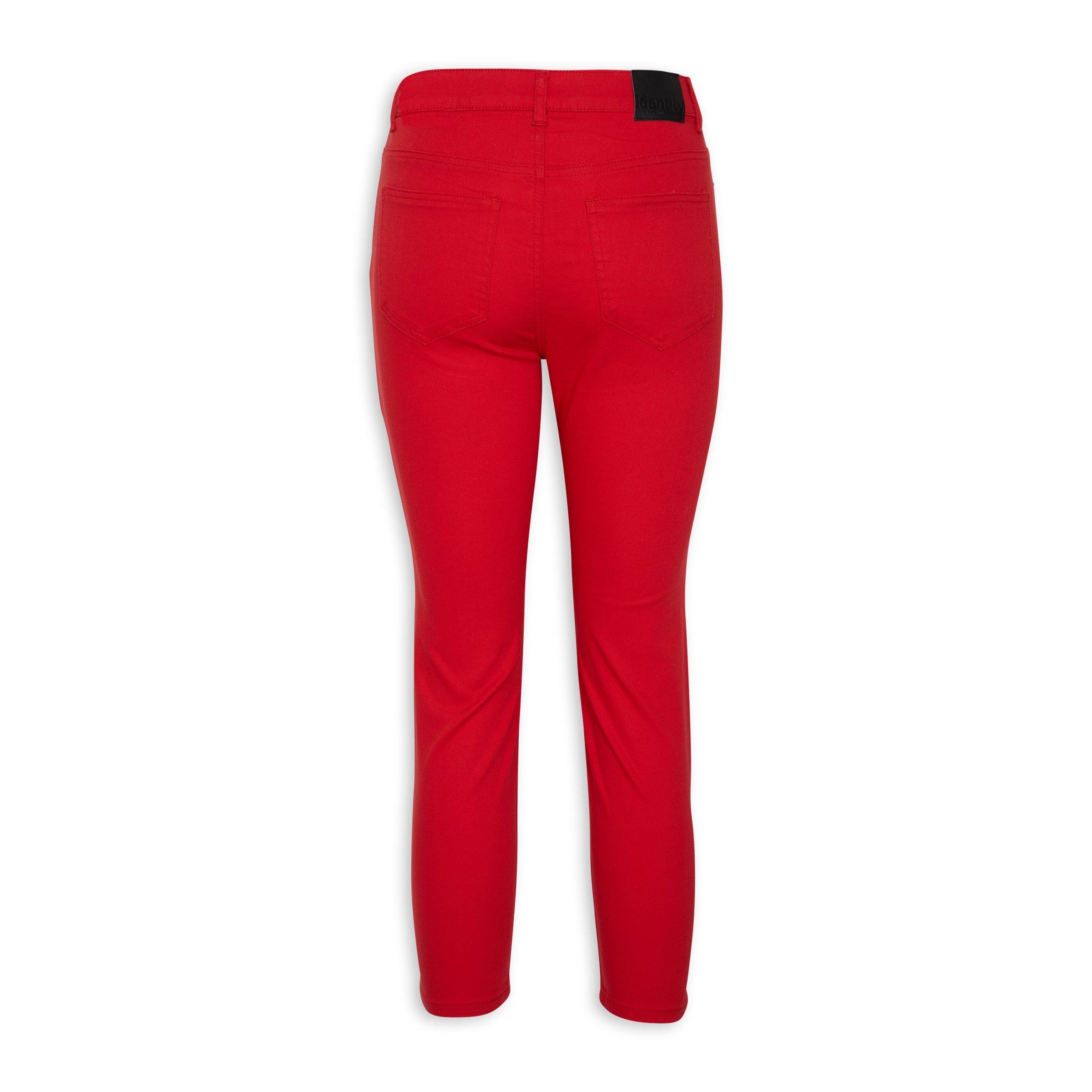 Red shop skinny jeans