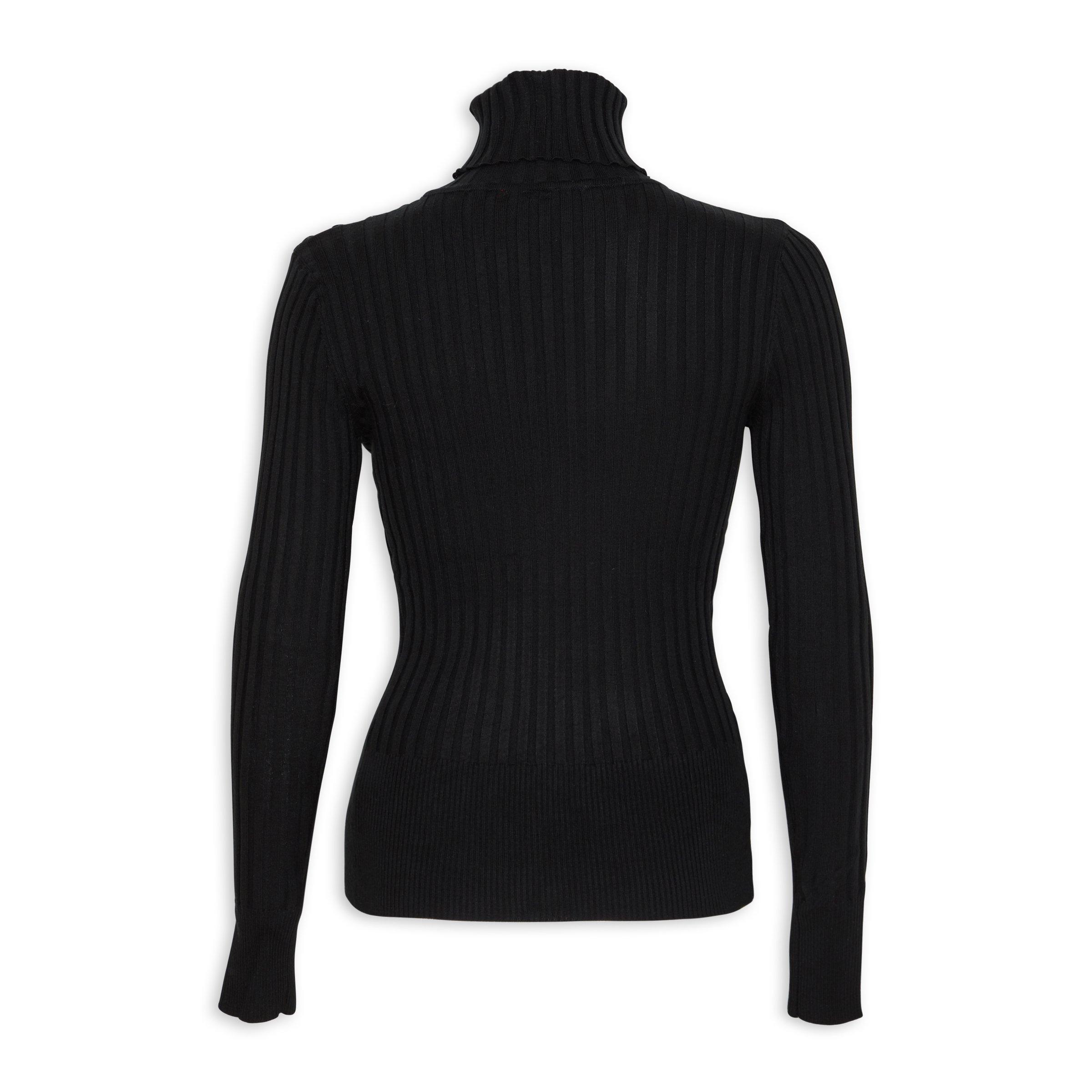 Black skinny outlet rib polo neck