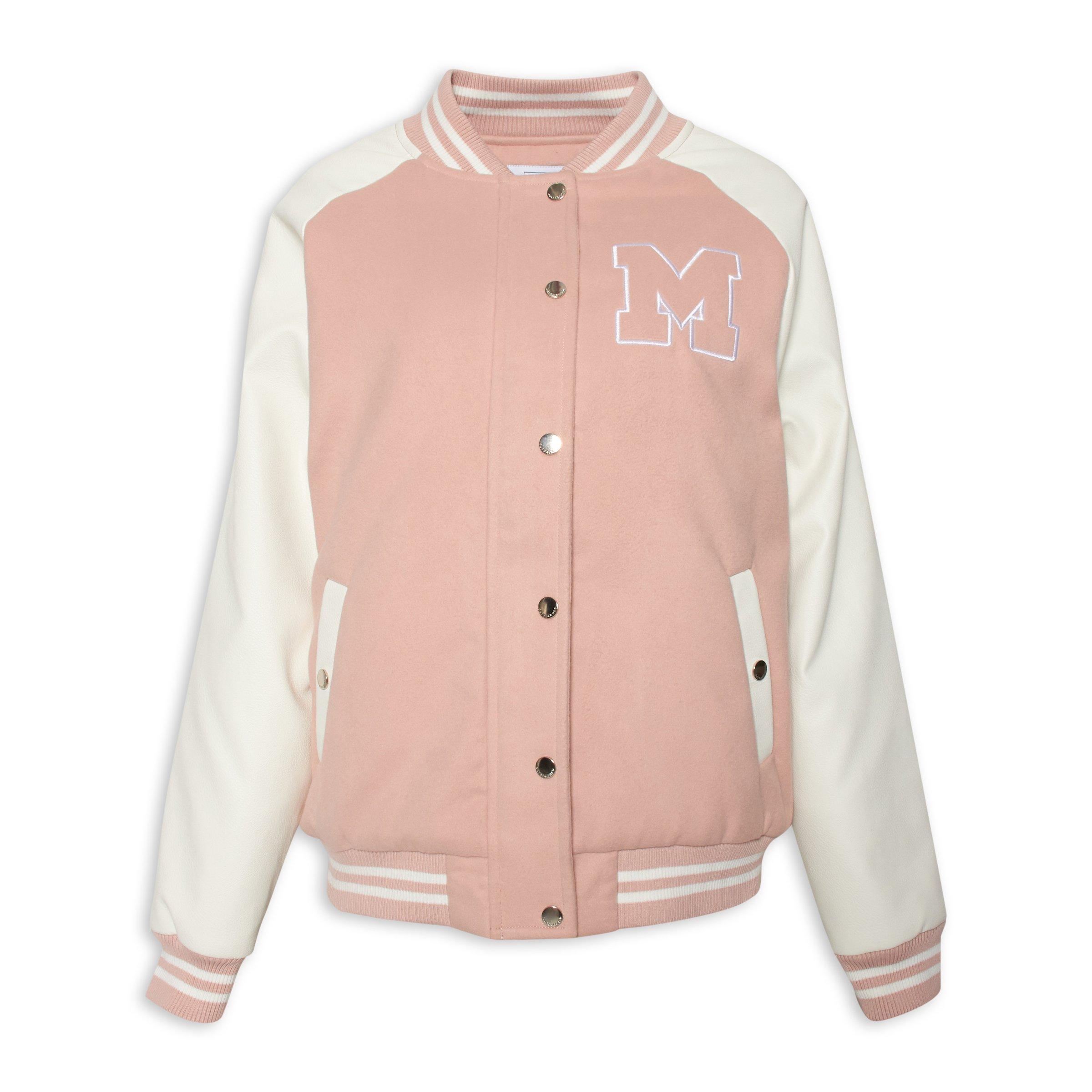 Pink and clearance white bomber jacket