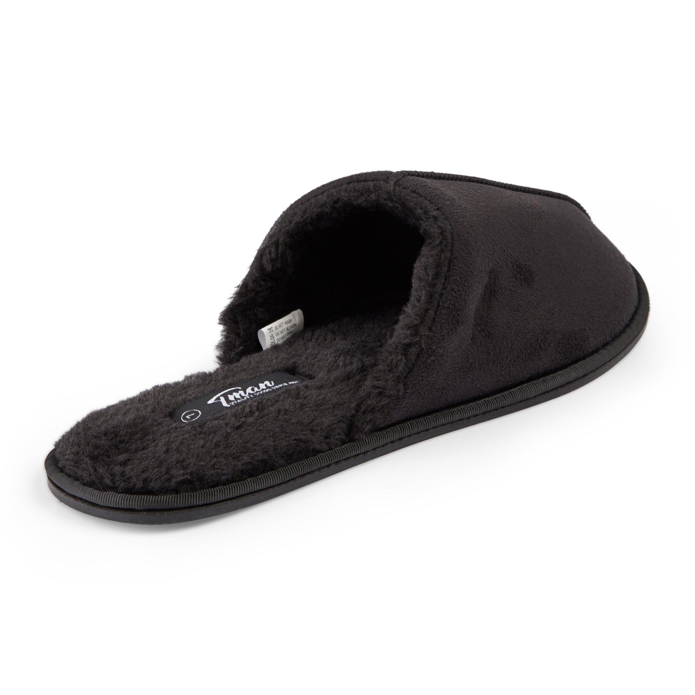 Black suede mule slippers hot sale