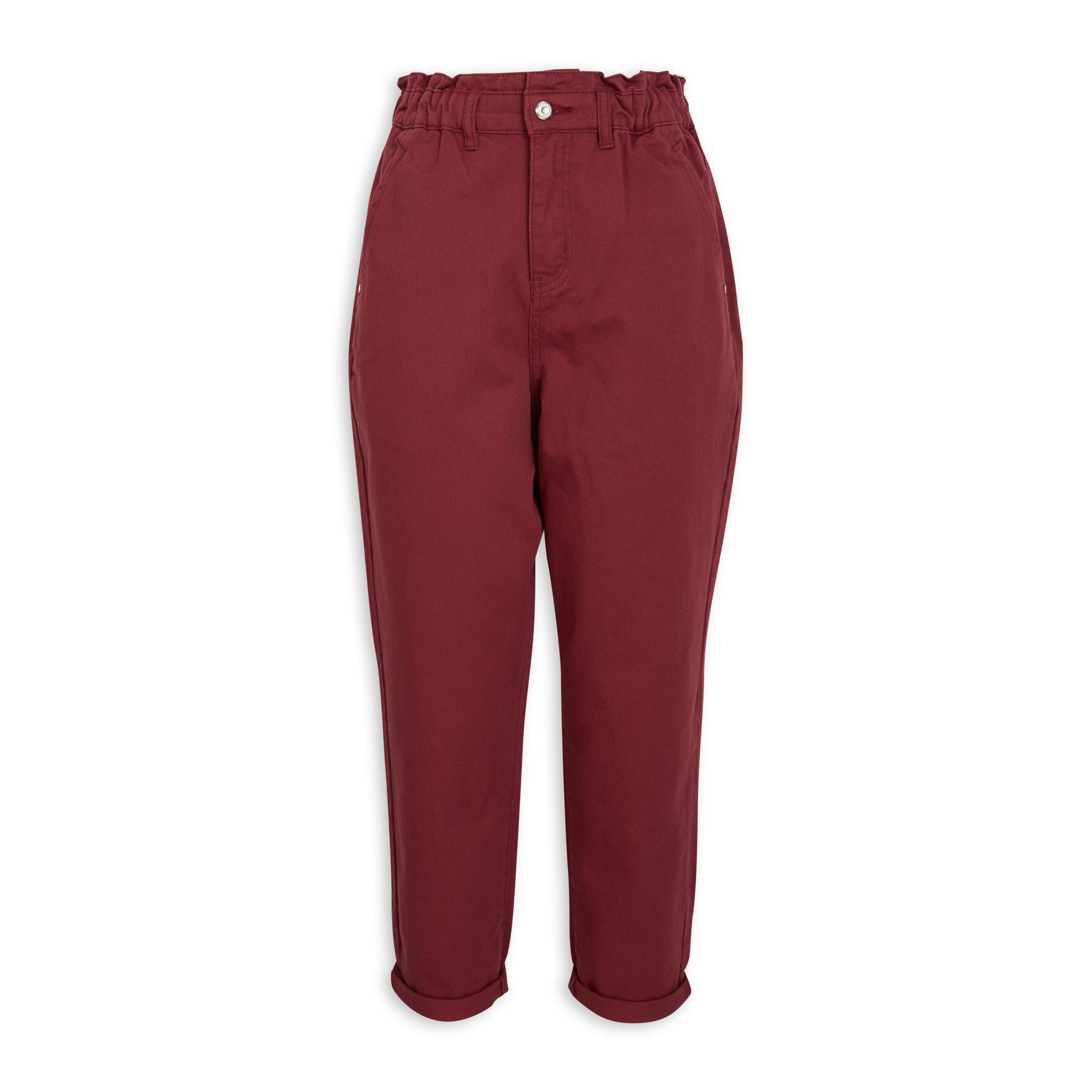 Burgundy deals paperbag trousers