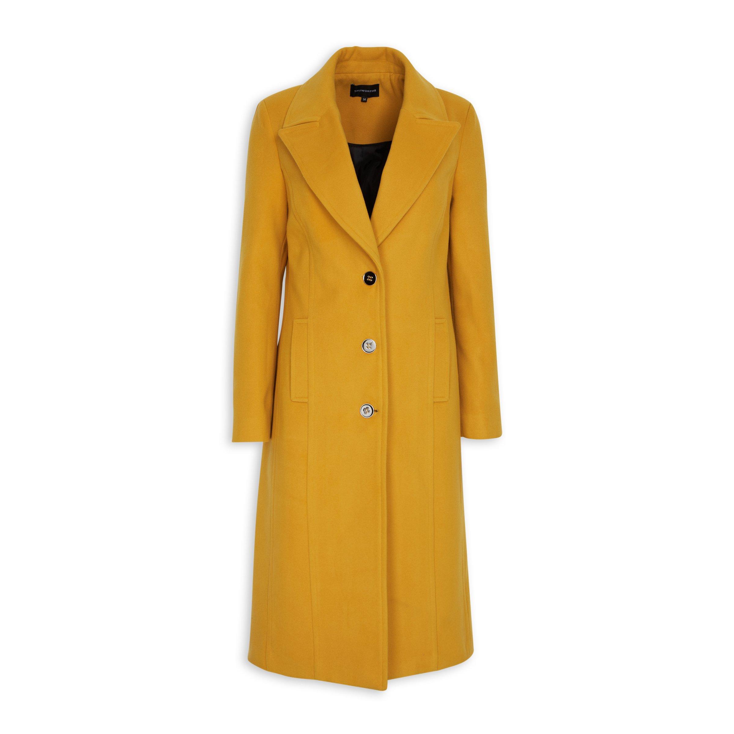 Mustard yellow long on sale coat