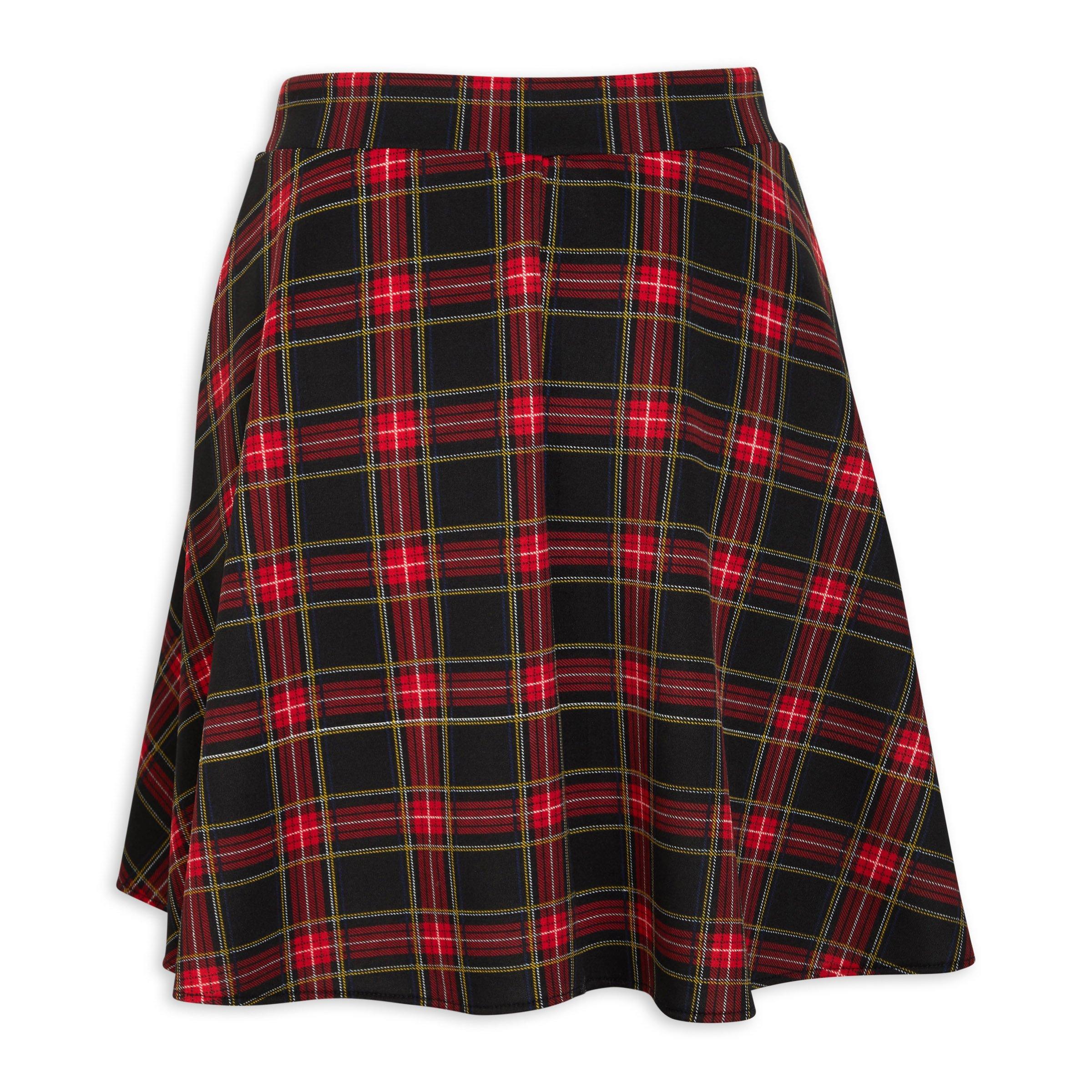 Checkered skirt 2025 black and red