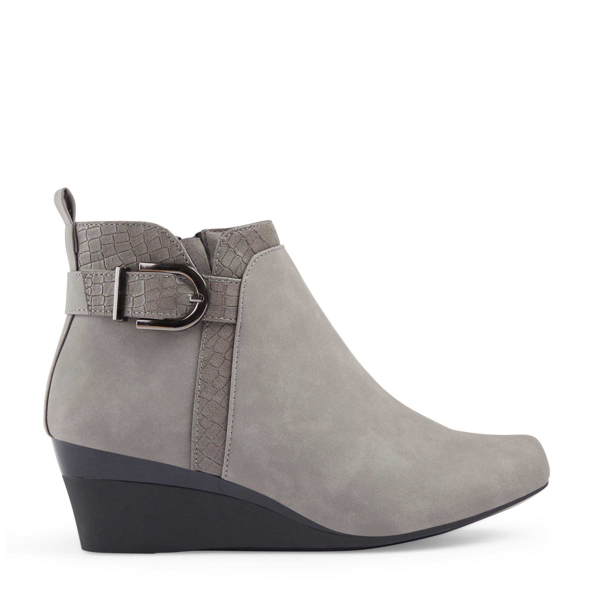 Grey leather best sale wedge boots