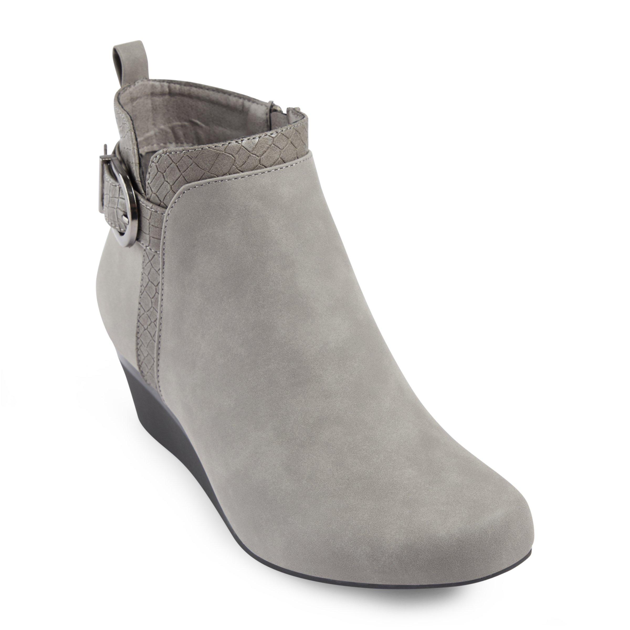 Womens grey hot sale wedge booties