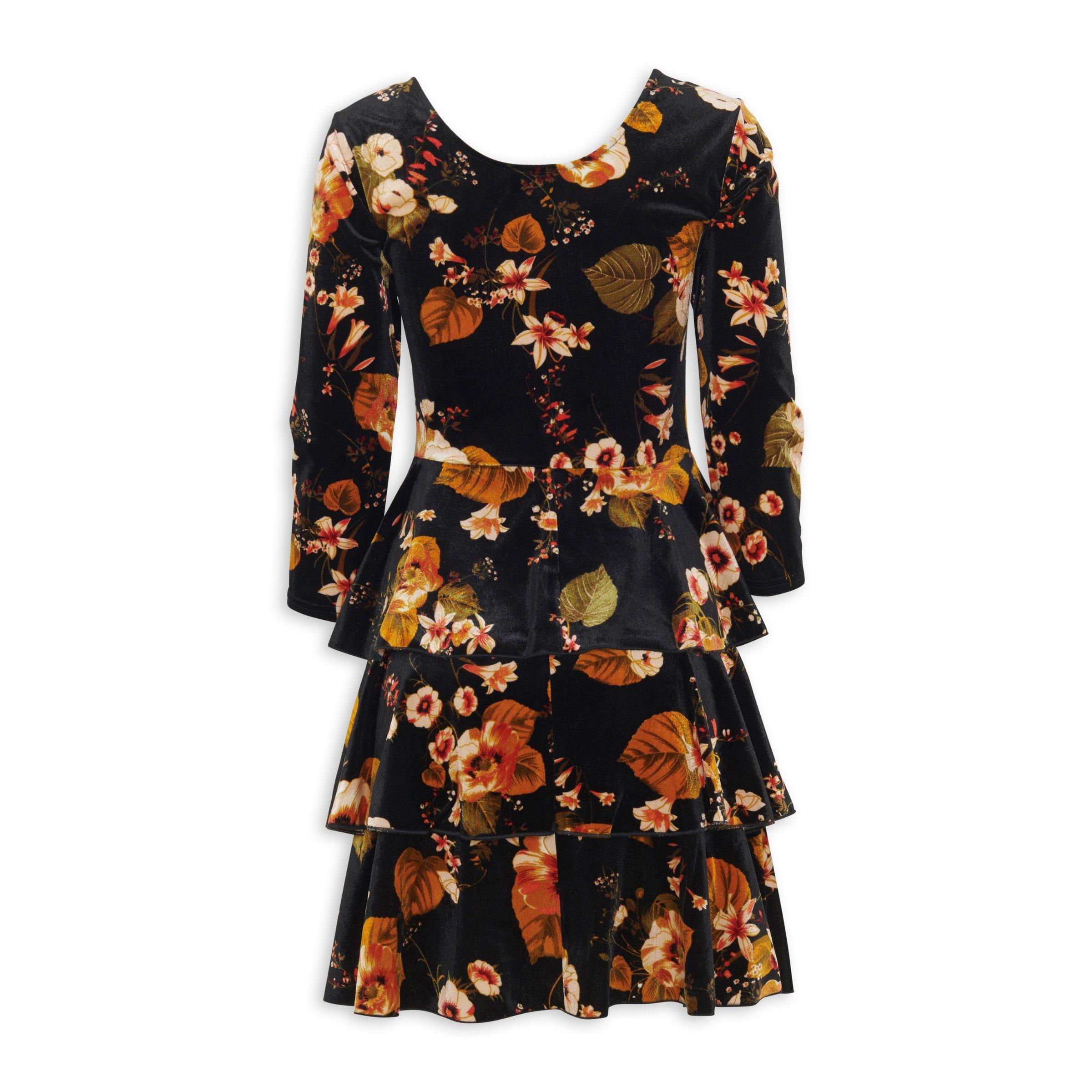 Womens black floral dress sales