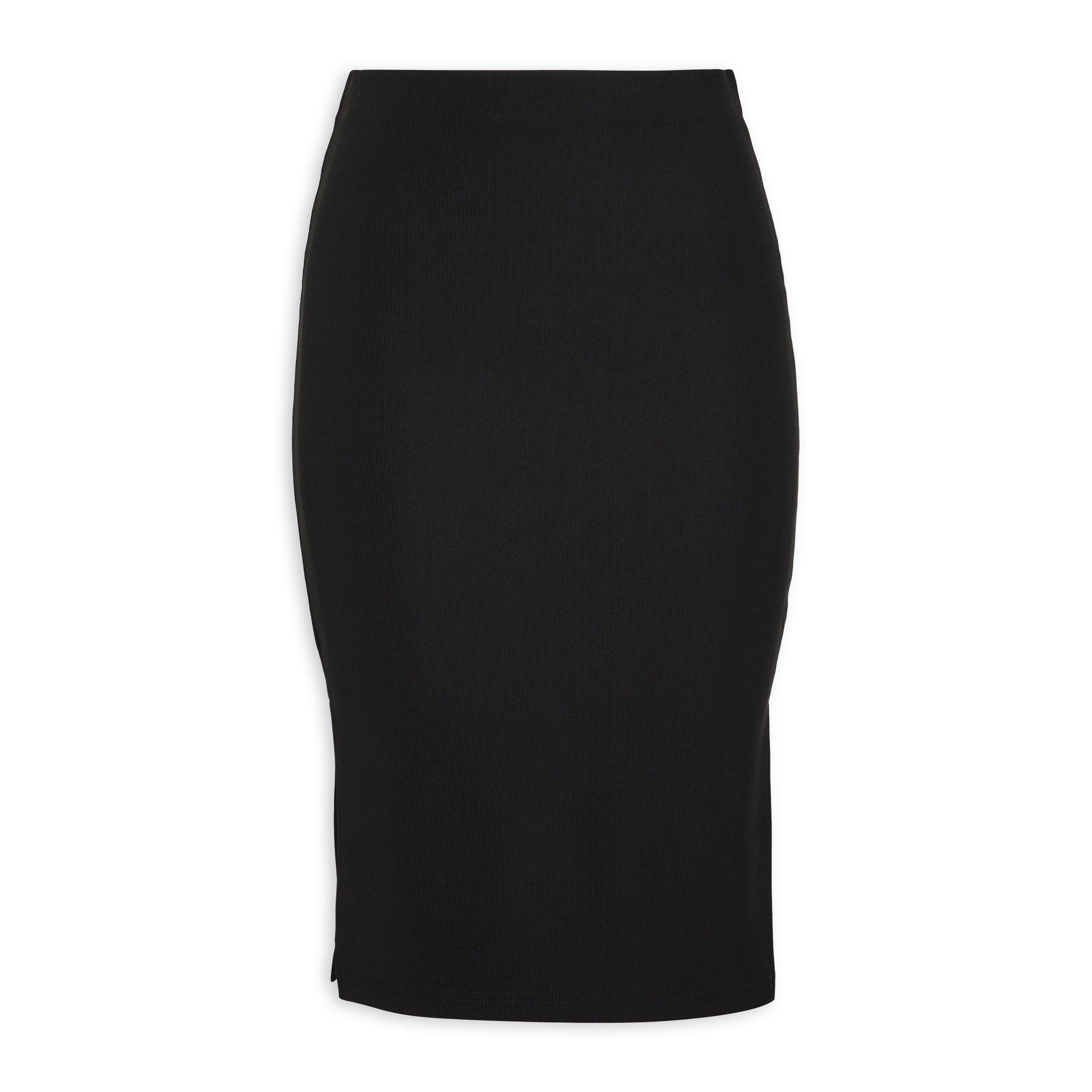 Black knee clearance length bodycon skirt