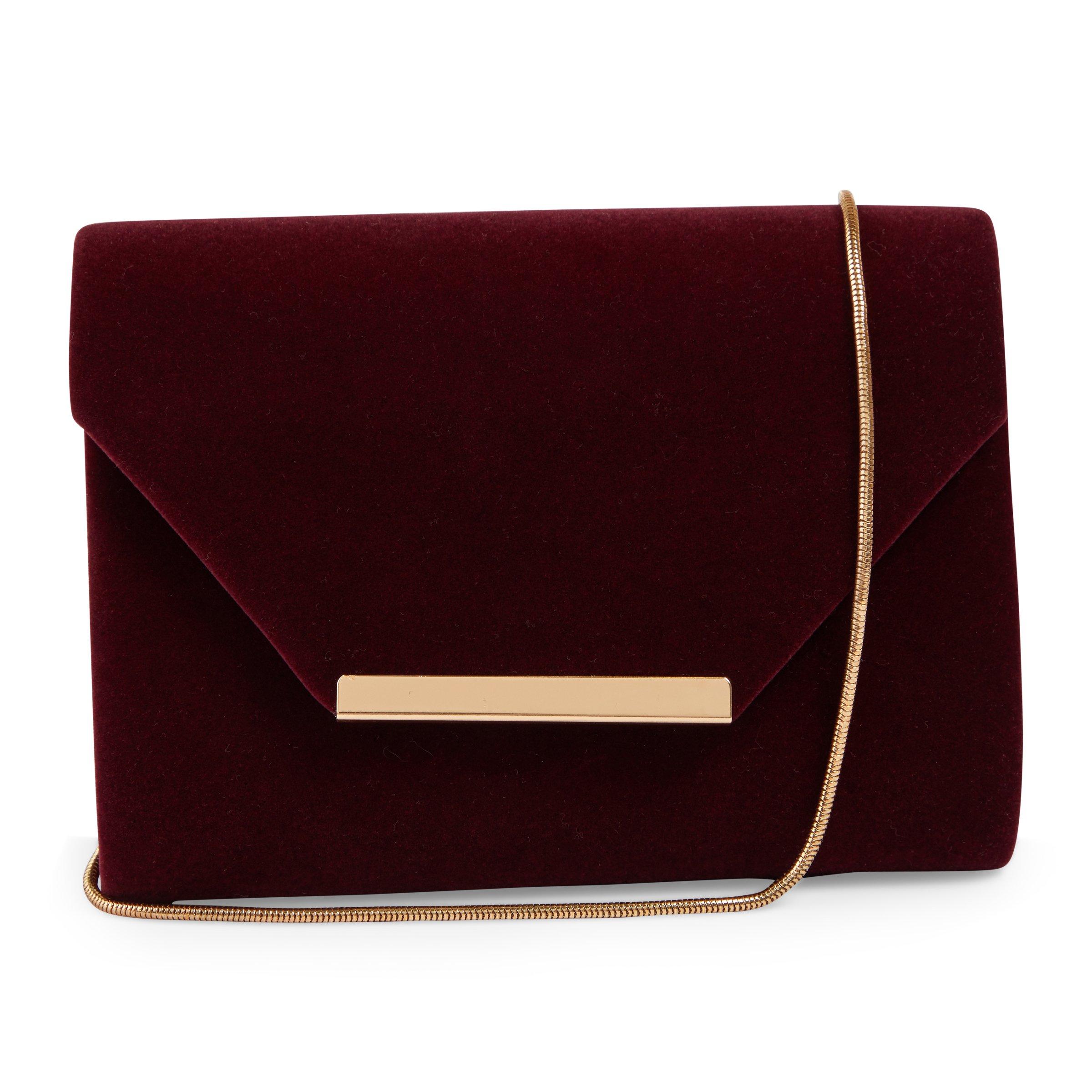 maroon clutch bag