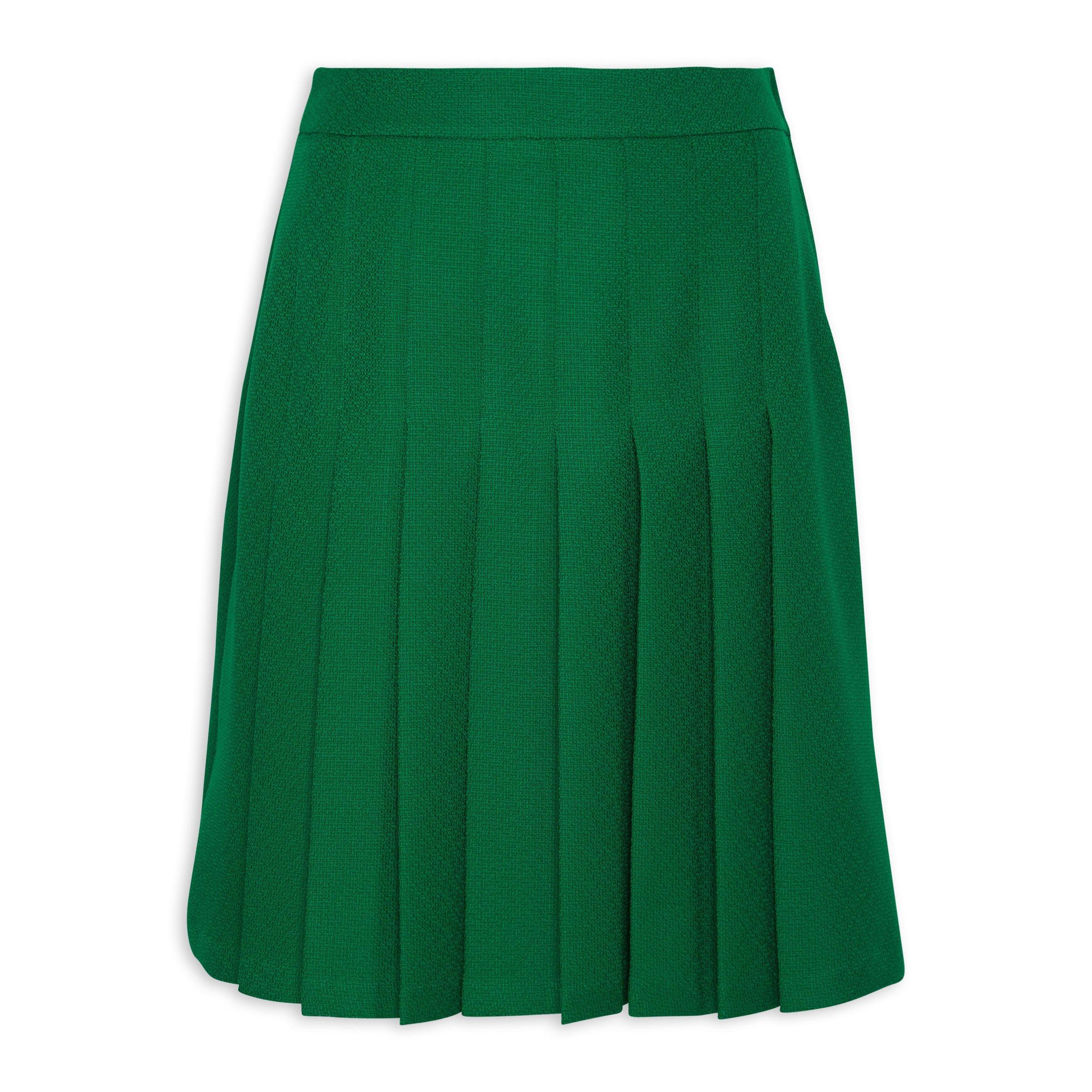 Short green outlet pleated skirt