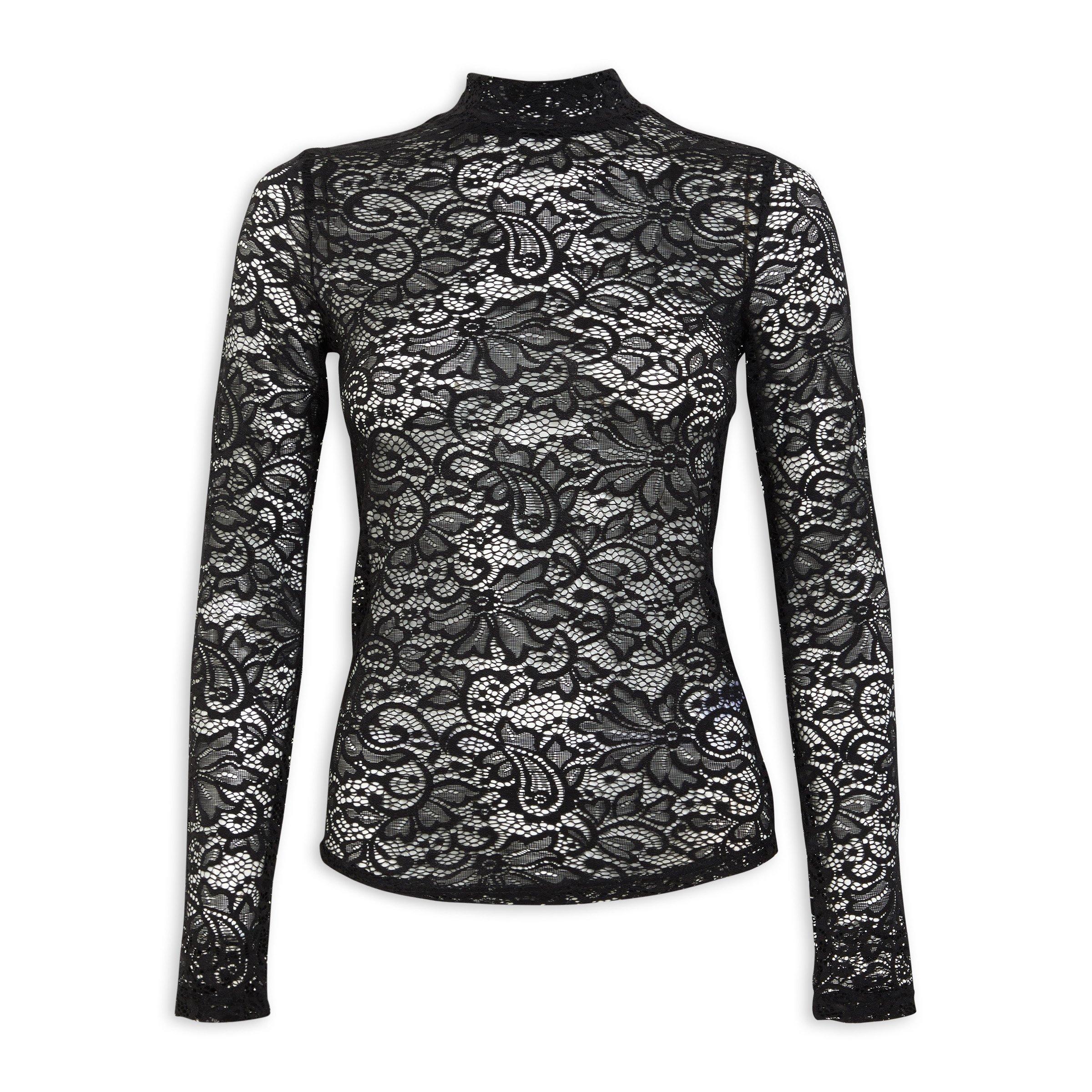 Black lace sales formal top