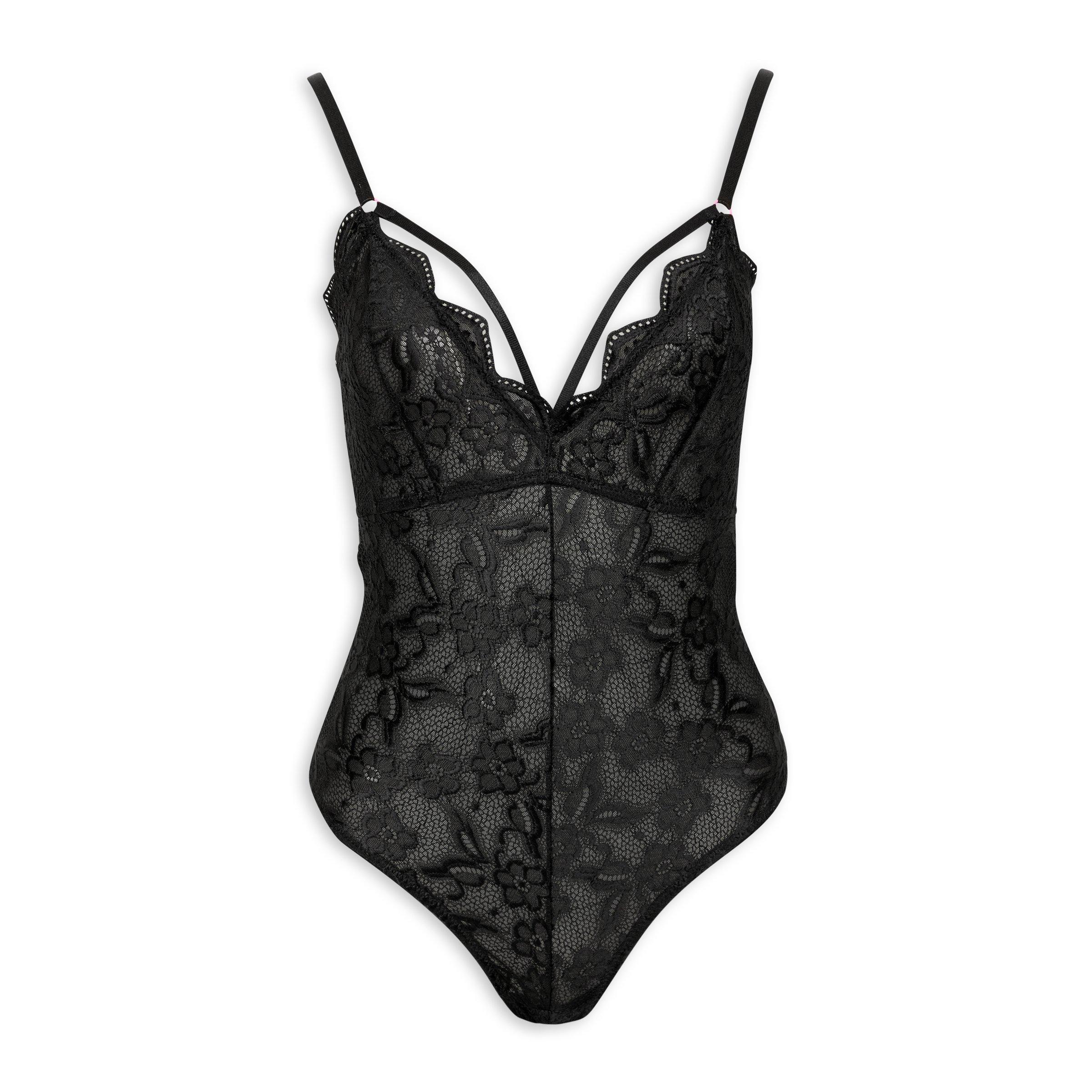 Victoria's Secret Lace Lingerie Teddy Thong Bodysuit - Black - Size S - NWT