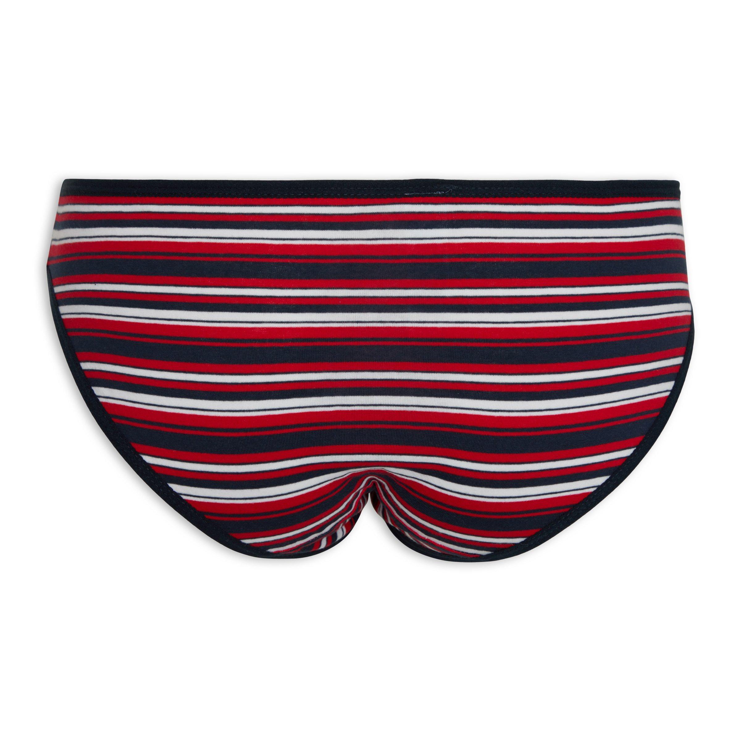 New Knotty Knickers Set of 5 Panties Medium Black Pink Stripe Blue Red  (2176)