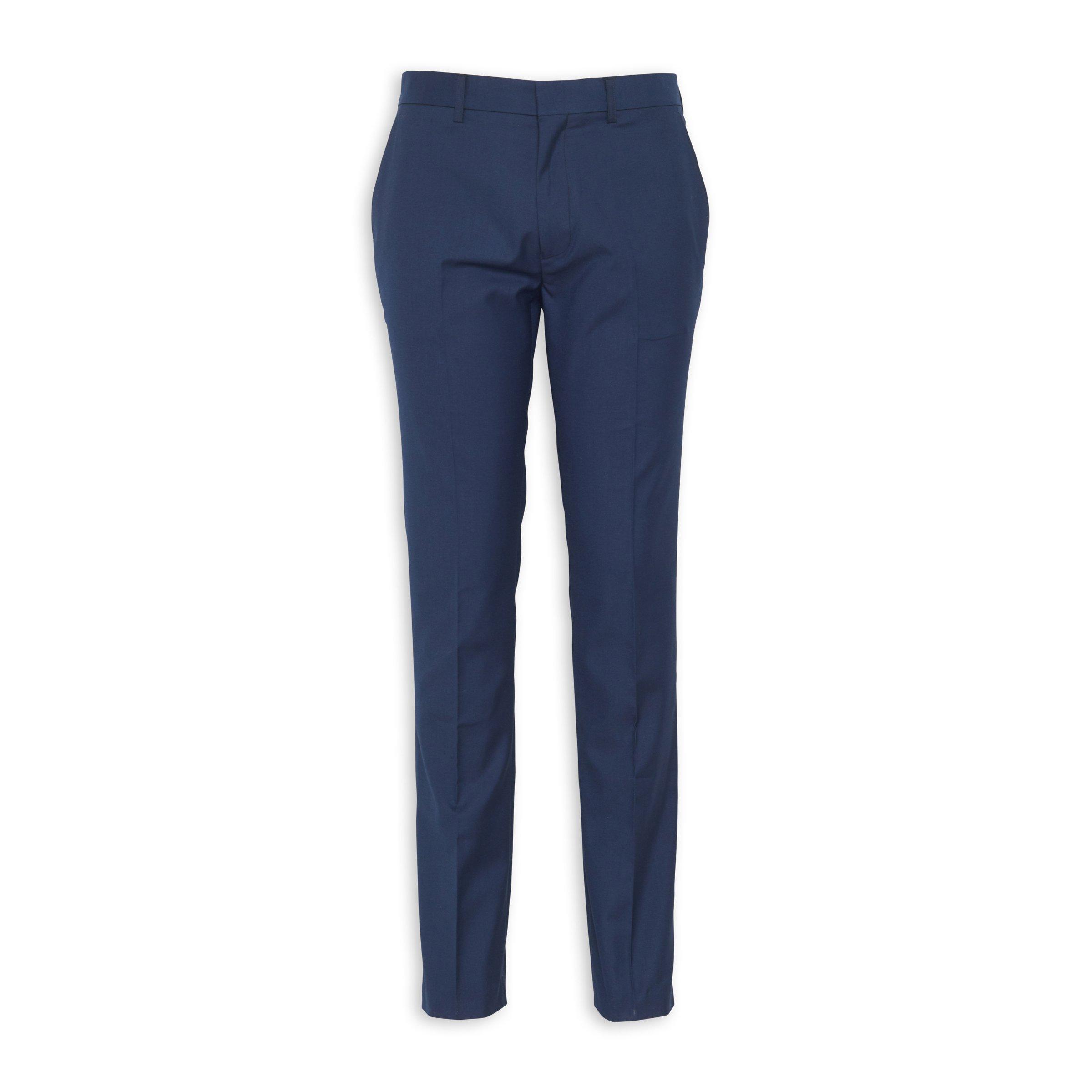 Navy slim leg best sale trousers