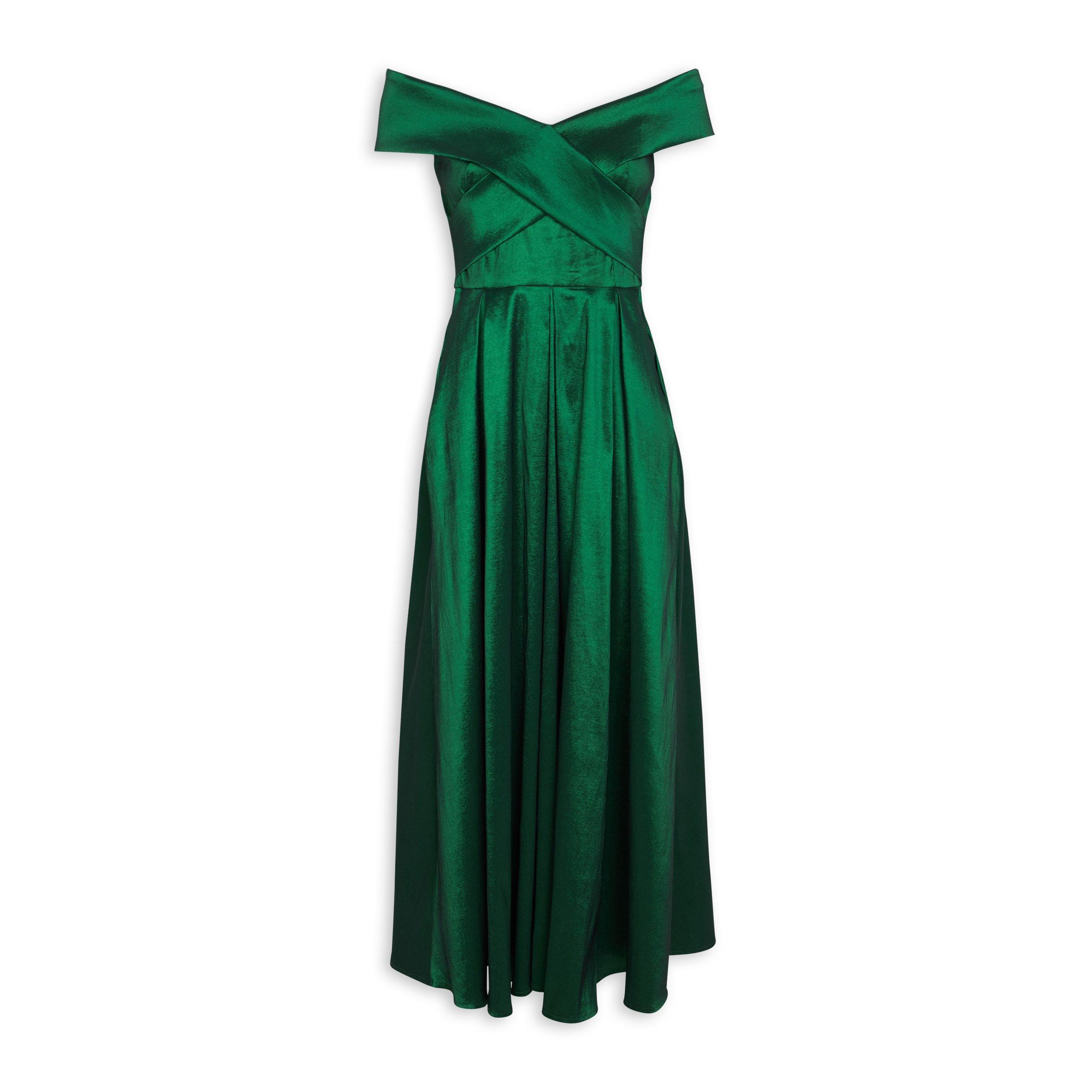 Green off the clearance shoulder cocktail dress