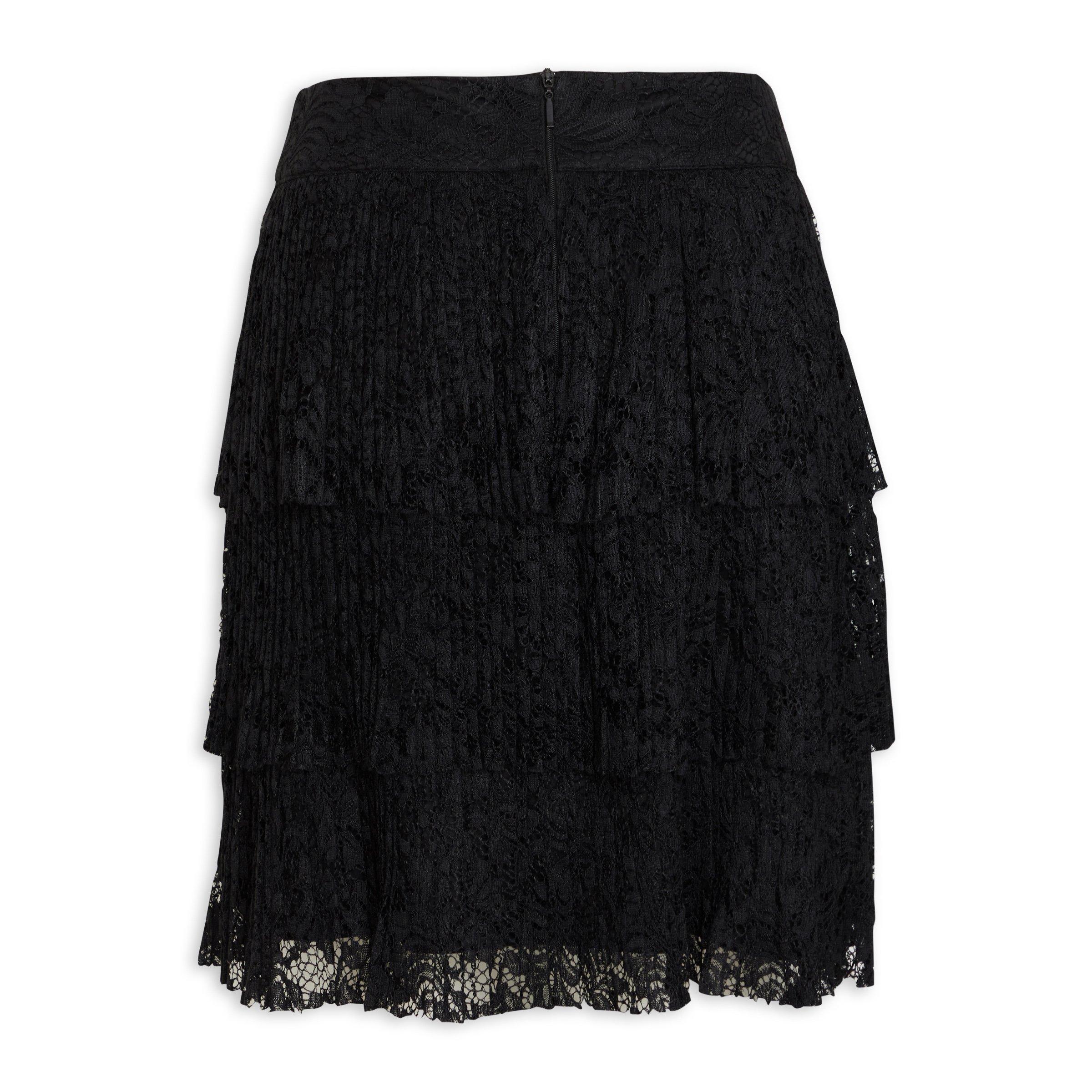 Black lace shop tiered skirt