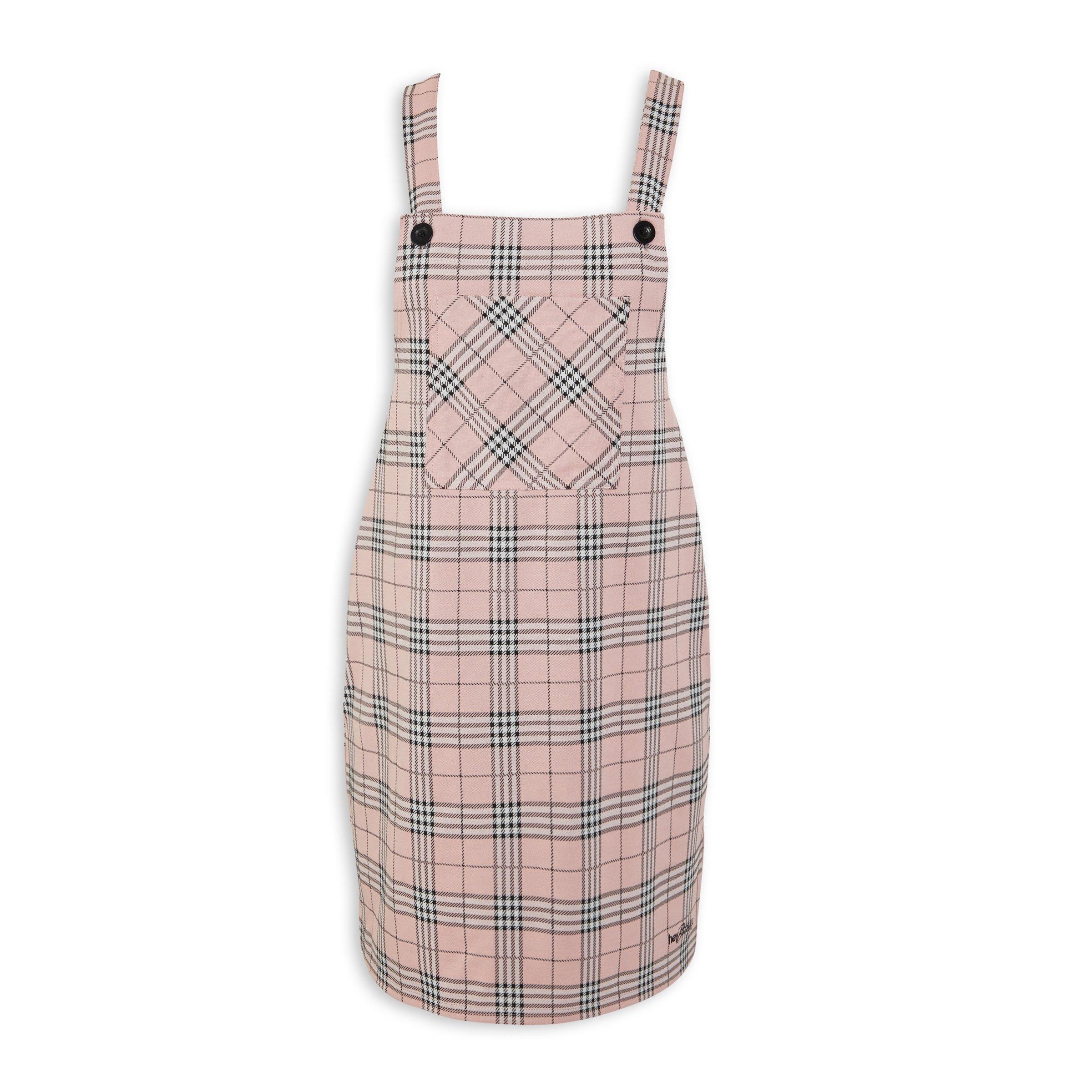 Pink shop check pinafore