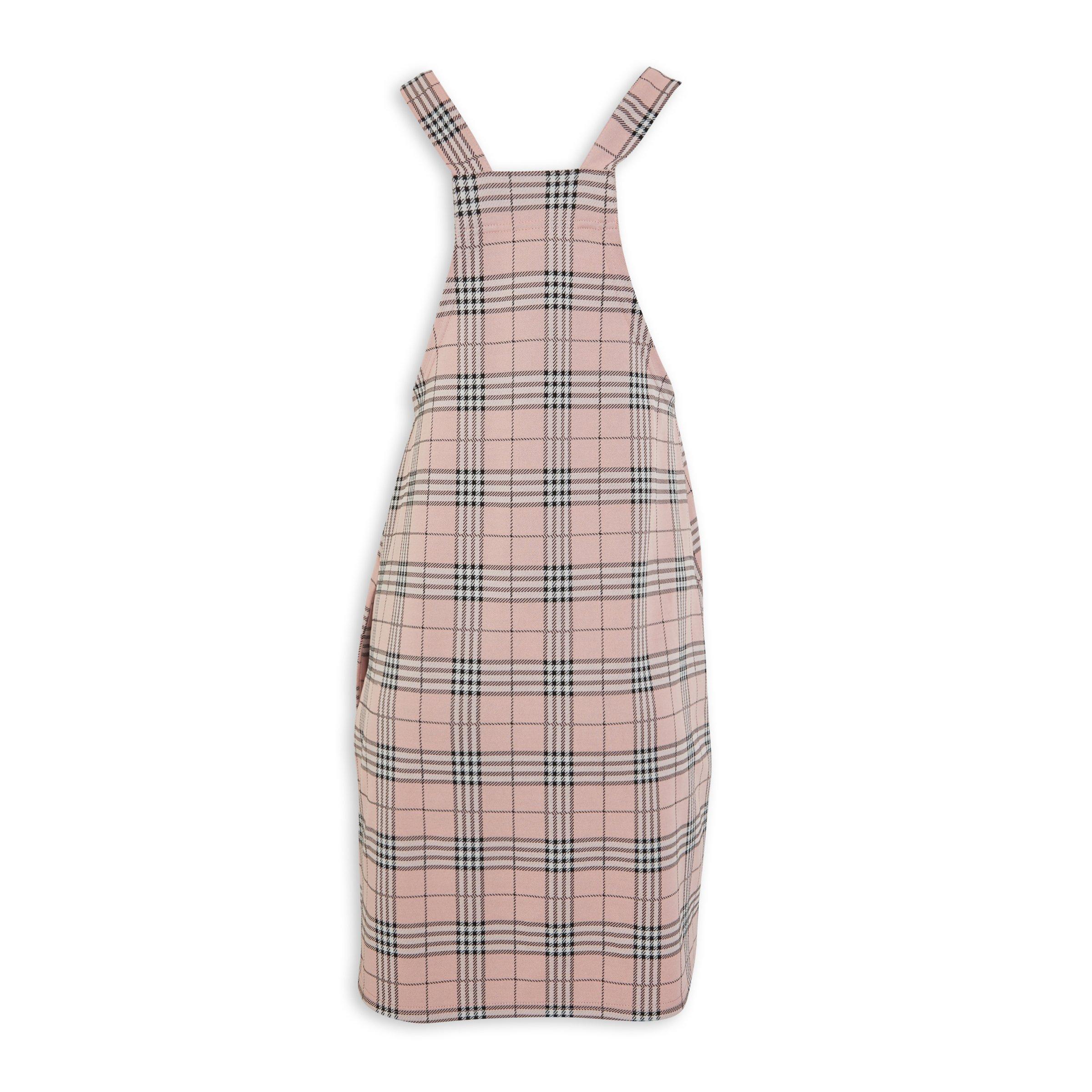 Beige check outlet pinafore dress