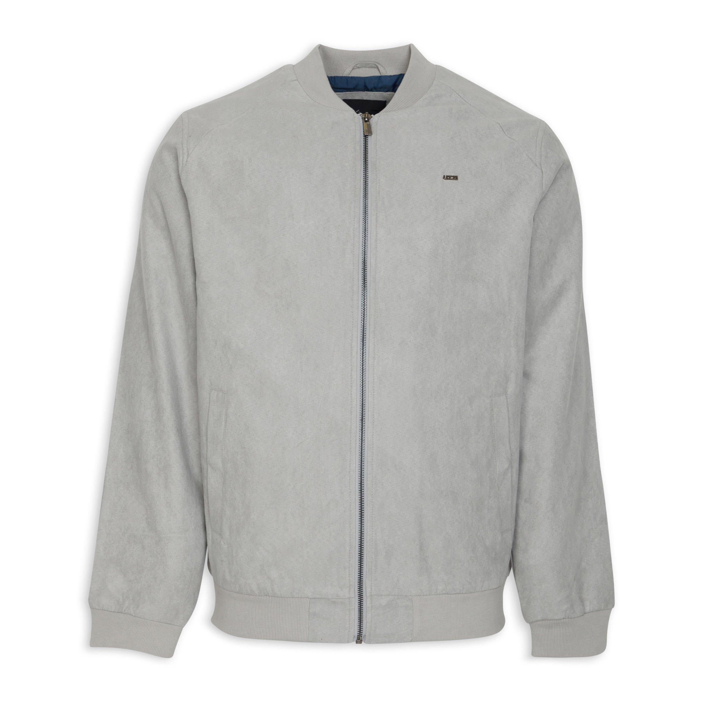 Grey suede bomber clearance jacket