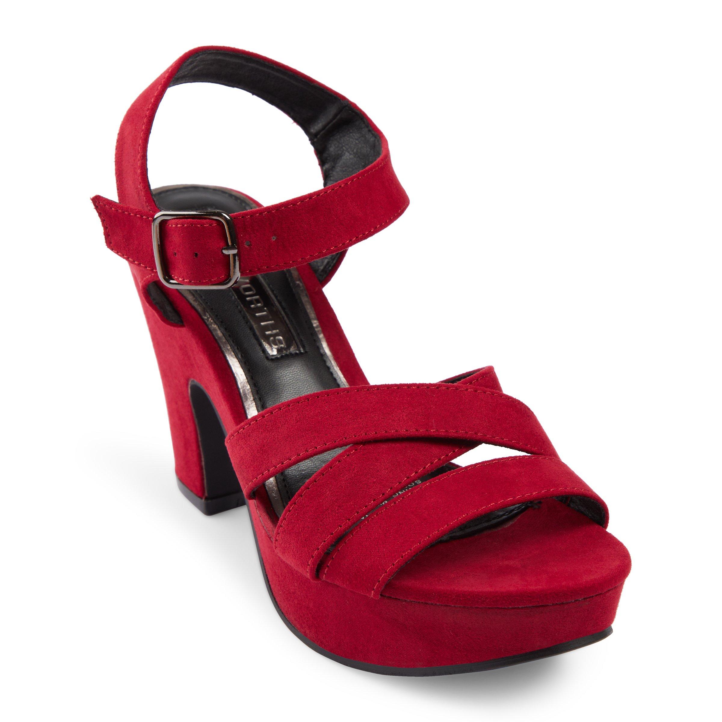 Red best sale platform sandals