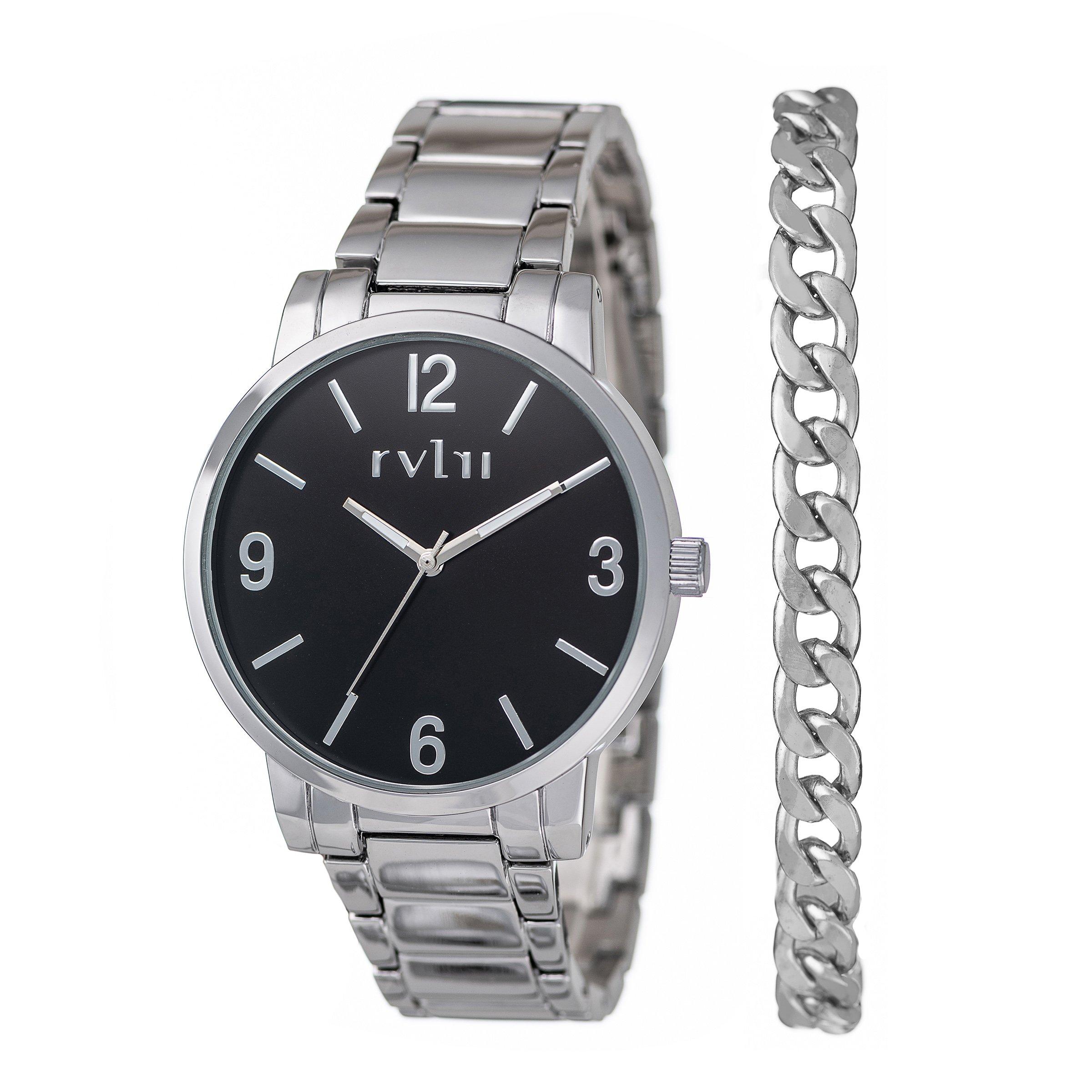 Silver watch shop and bracelet set